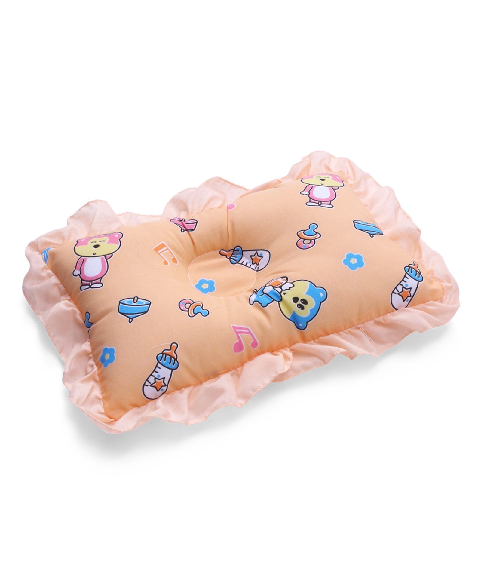 Baby Pillow Bear & Music Print - Light Orange