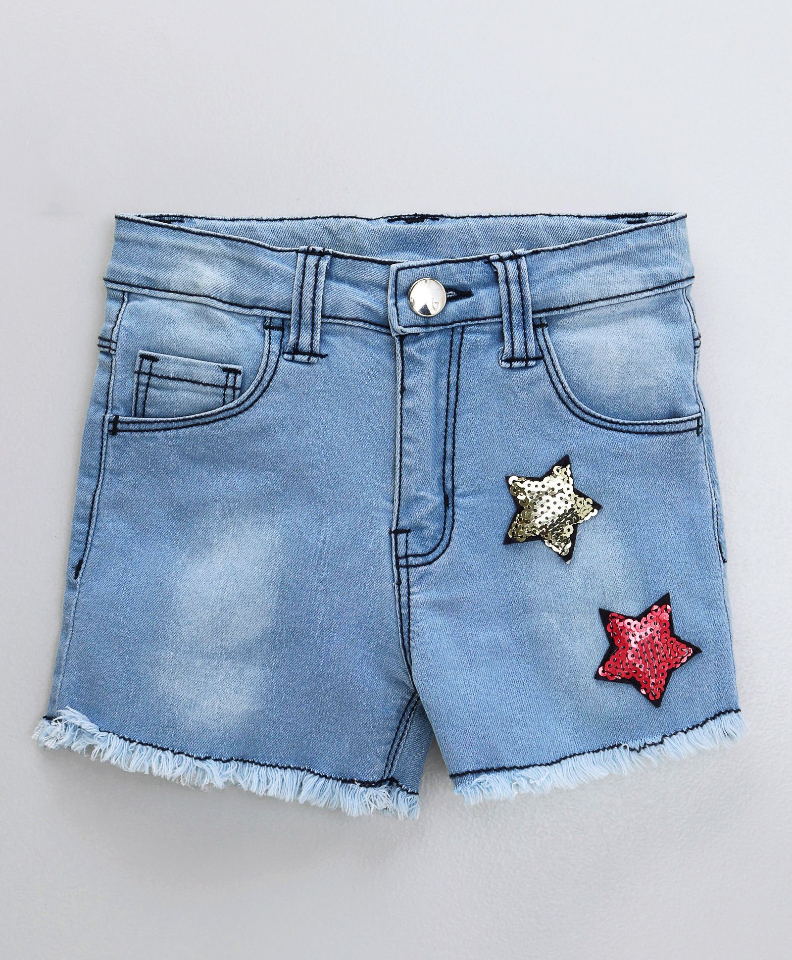 sequin jean shorts