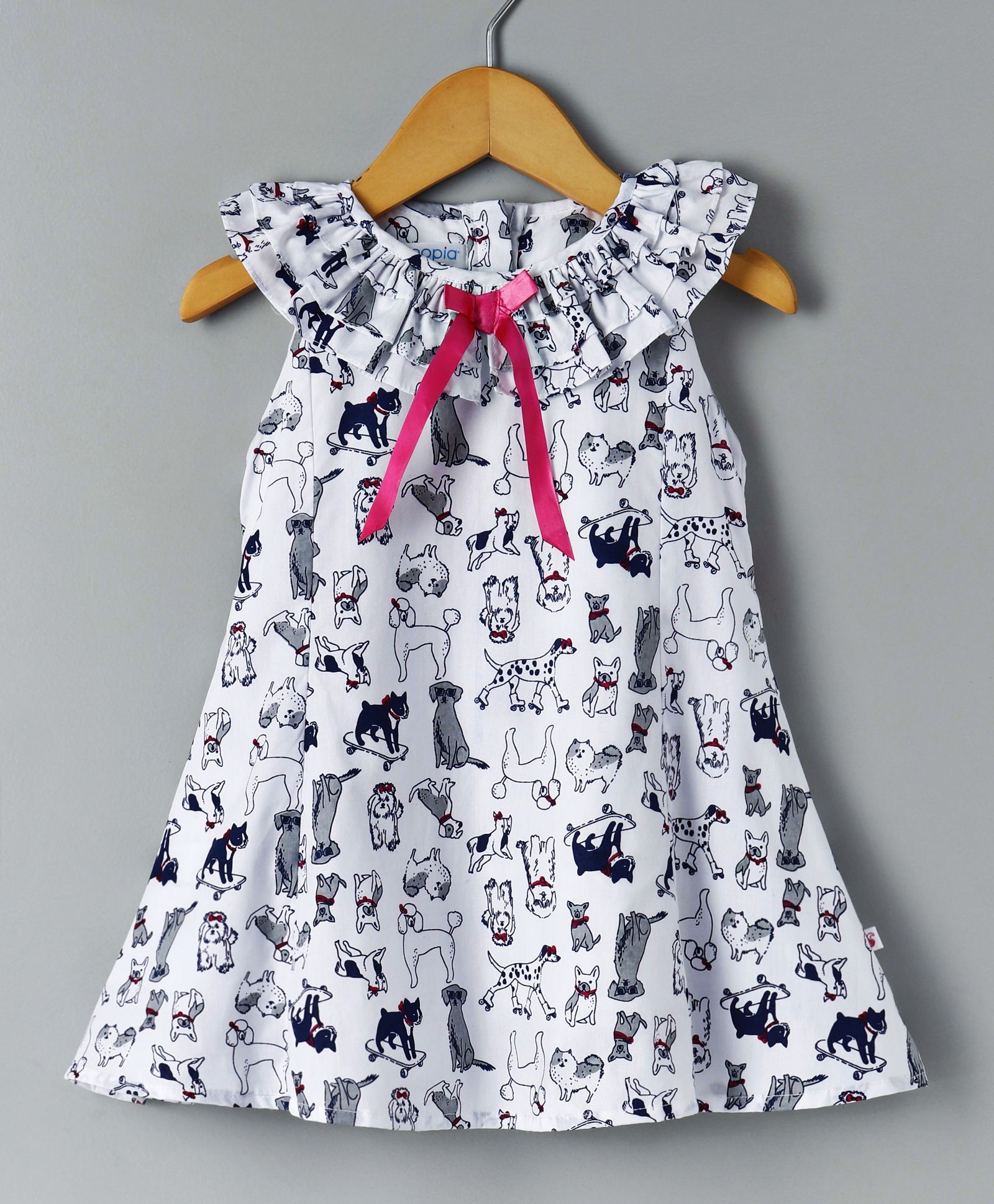 Cuteopia Dog Print Dress - White