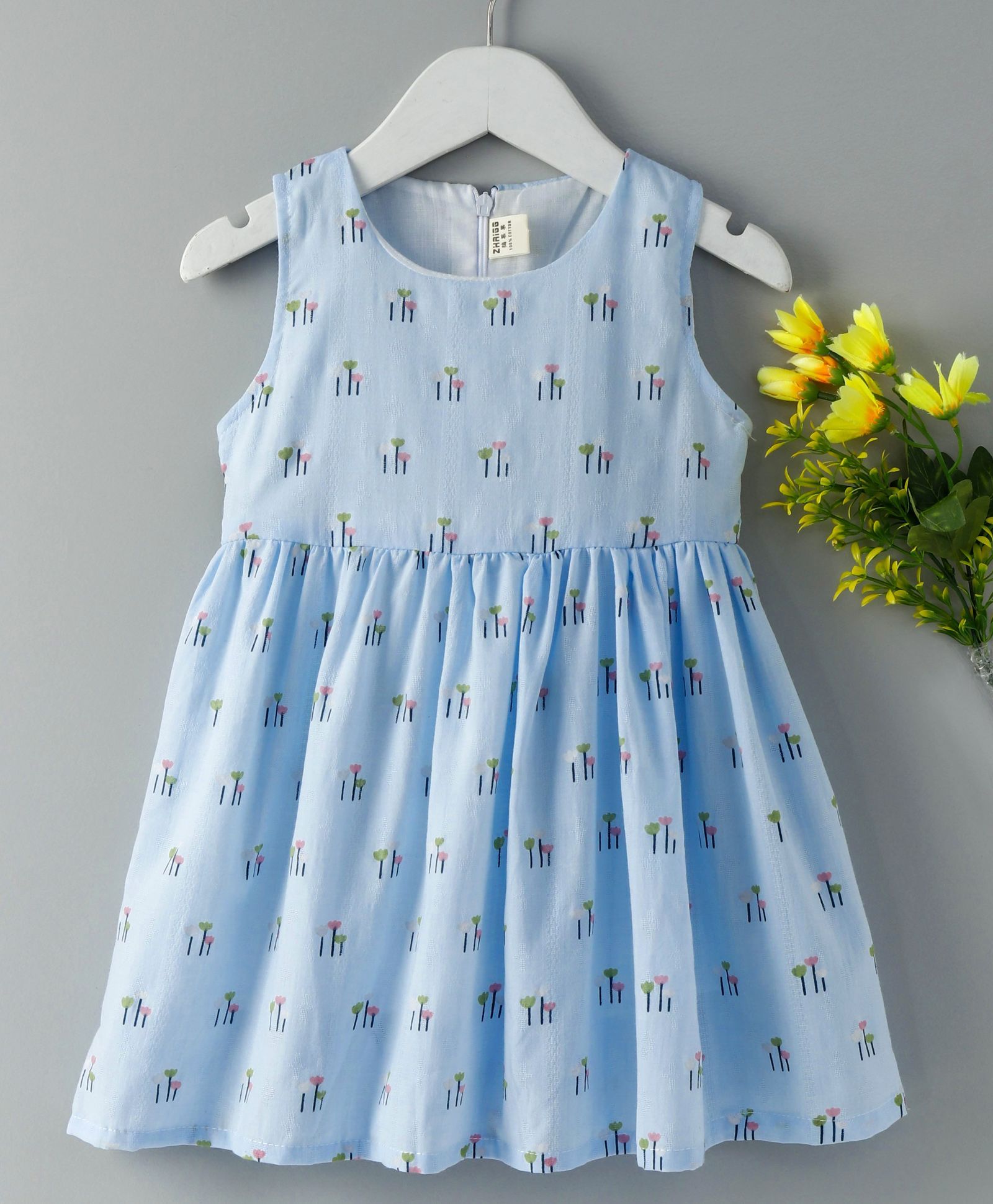 Little Marie Flower Print Dress - Blue