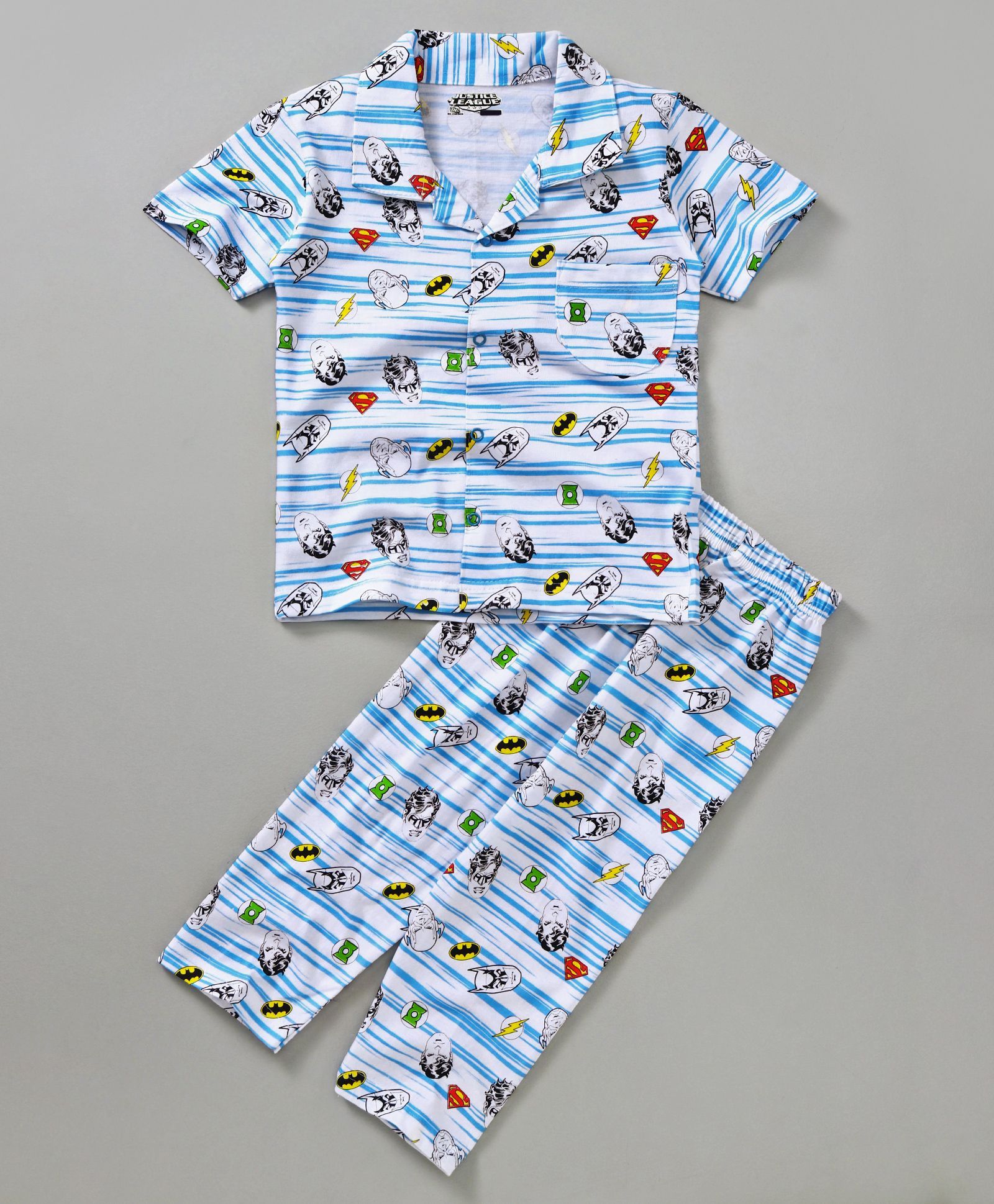Eteenz Half Sleeves Night Suit Batman Print - Blue White
