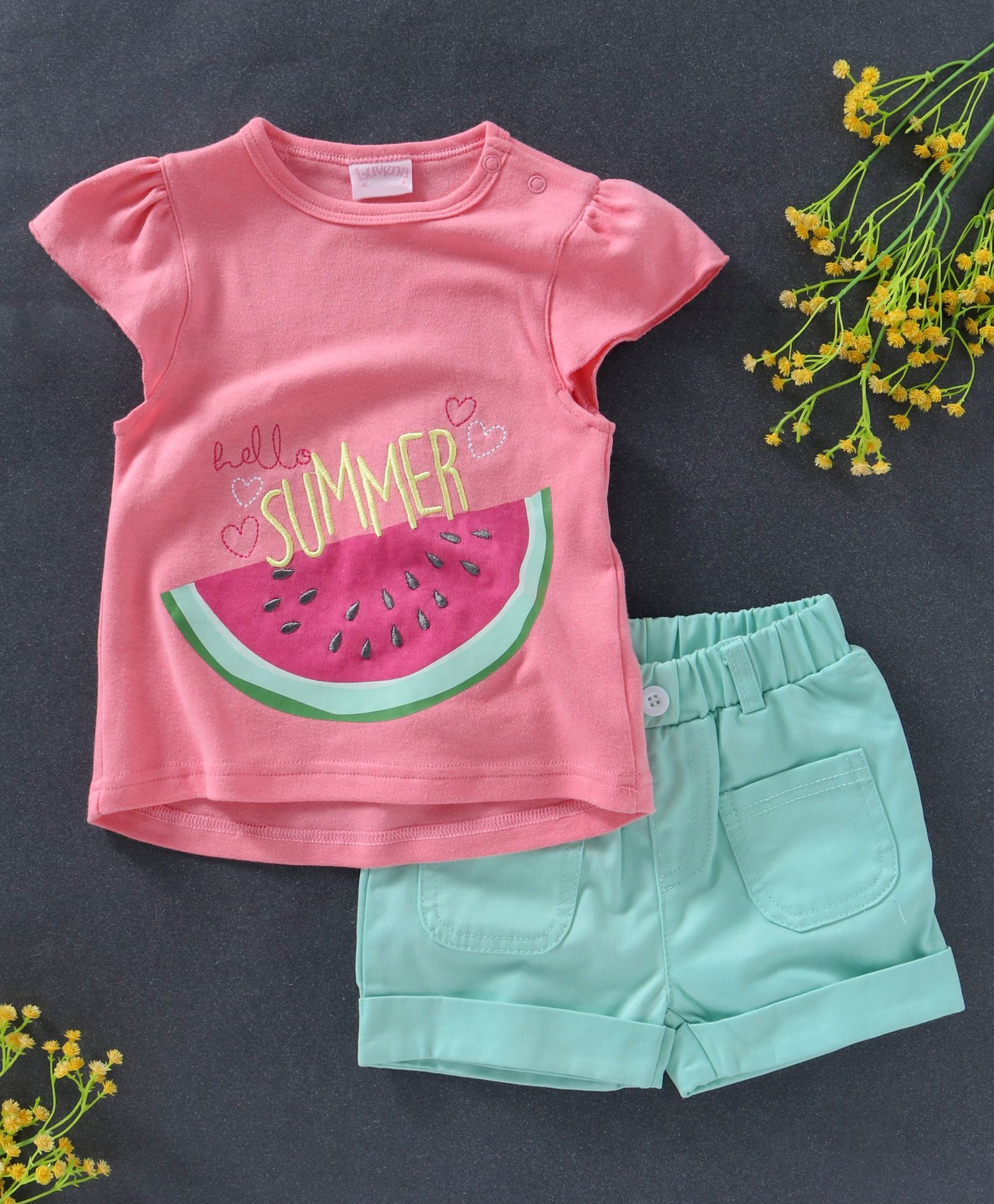 Luvena Fortuna Watermelon Printed Top & Shorts Set