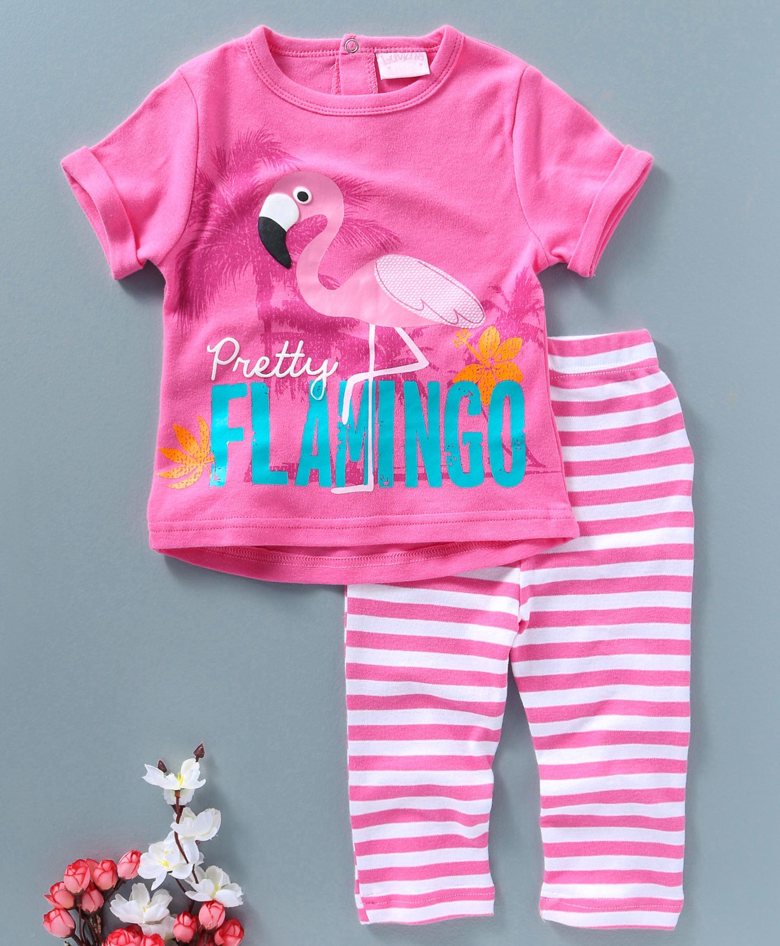 Luvena Fortuna Flamingo Printed Tee & Legging Set