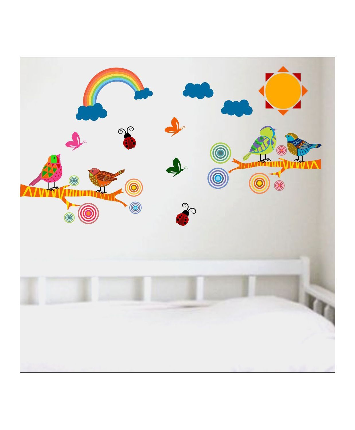 Chippak Bird & Cloud Theme Wall Sticker - Multi Color