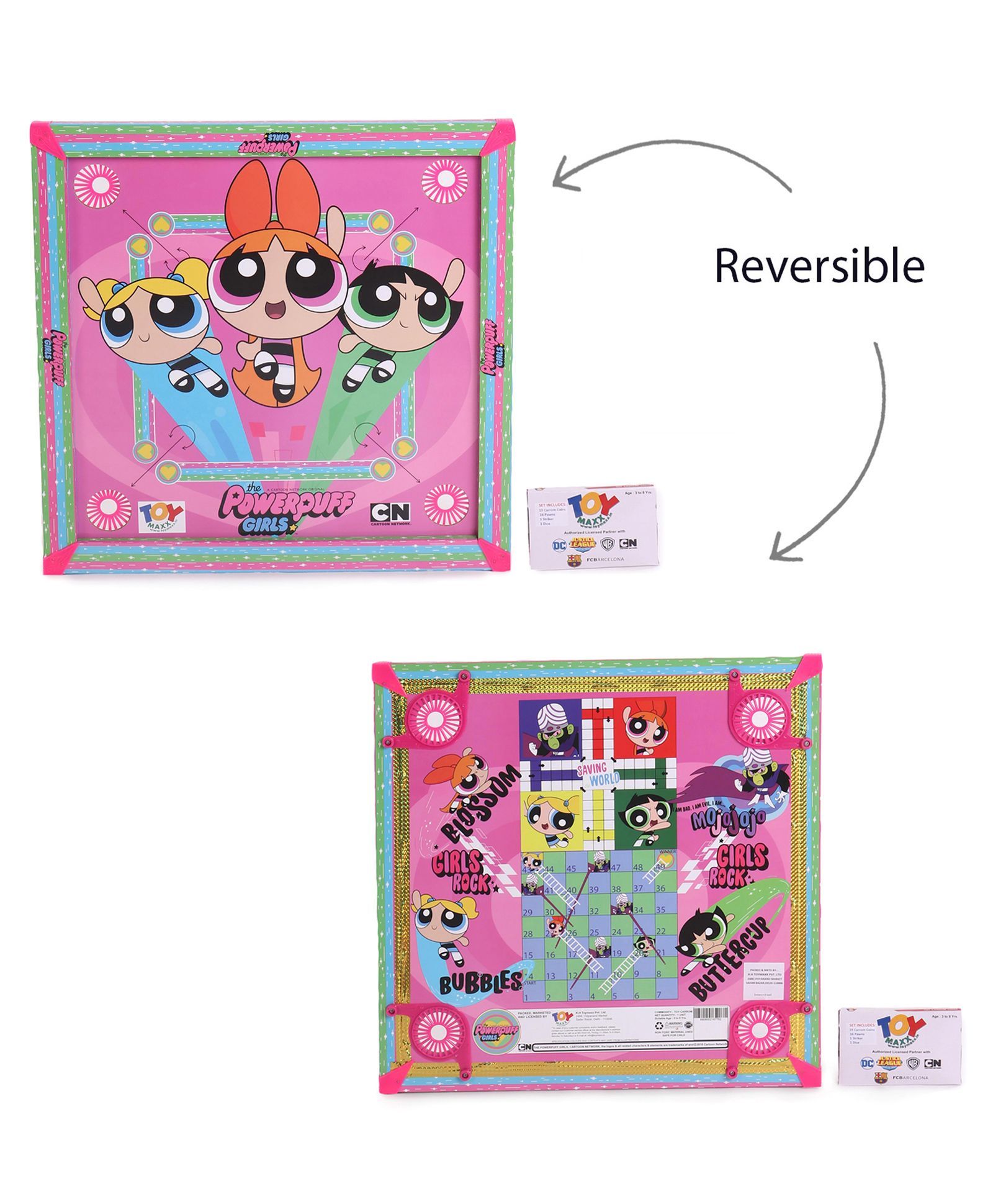 Power Puff Girls Reversible Carrom Board - Multicolor