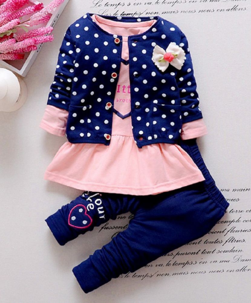 Dells World Polka Dot Jacket With Top & Bottom Set