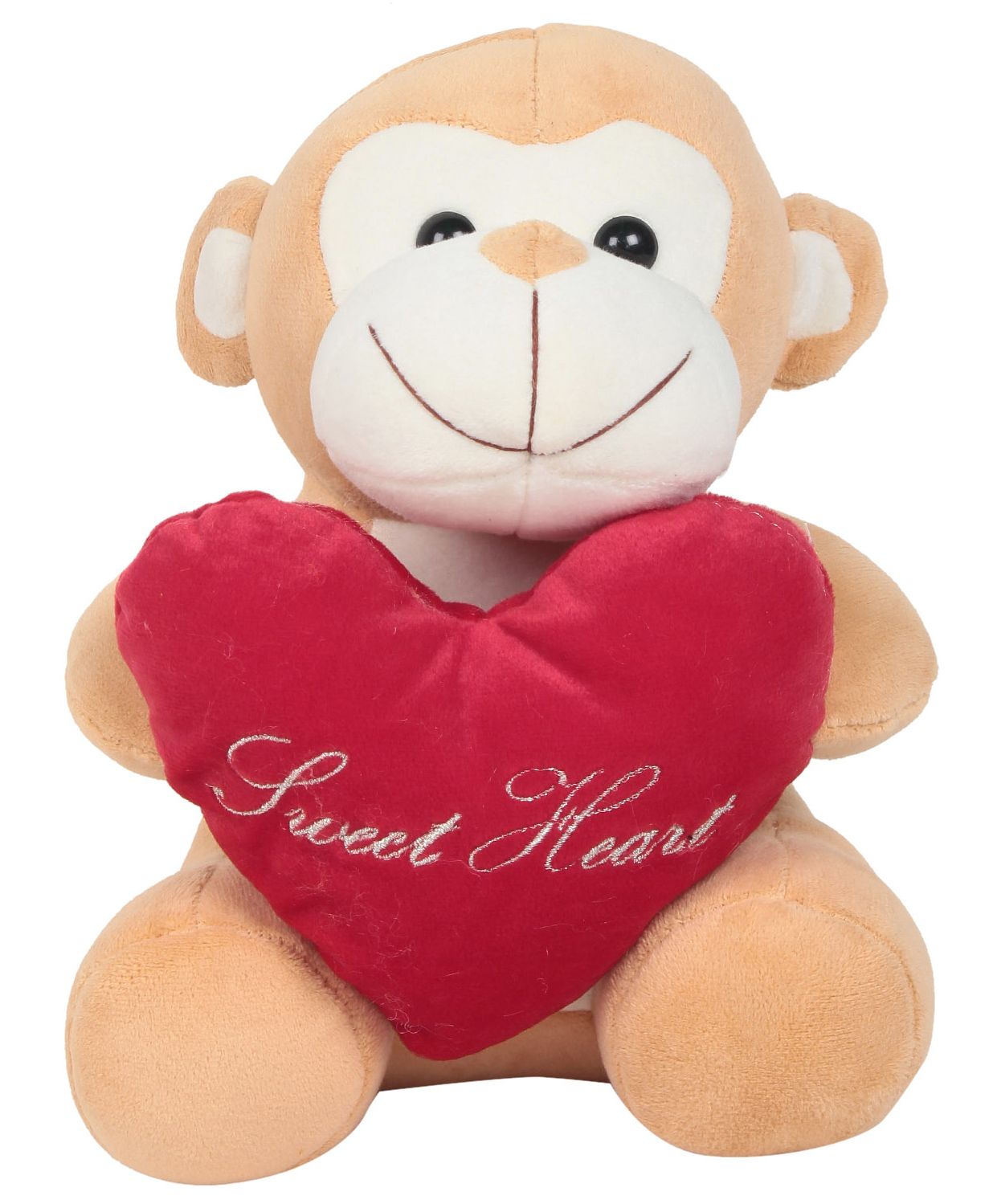 KidiZoo Monkey With Heart Soft Toy Light Orange