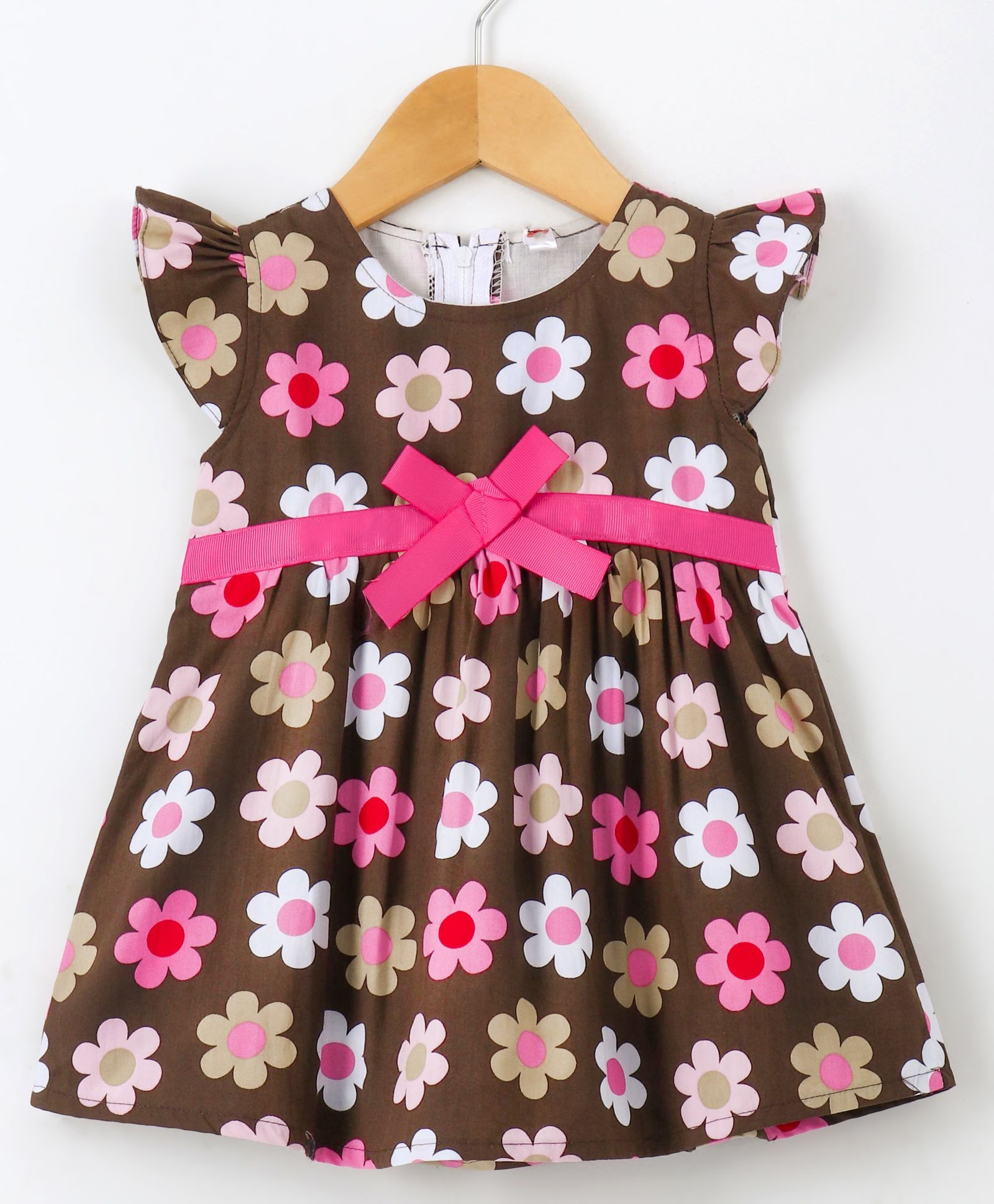 Dew Drops Cap Sleeves Frock Floral Print