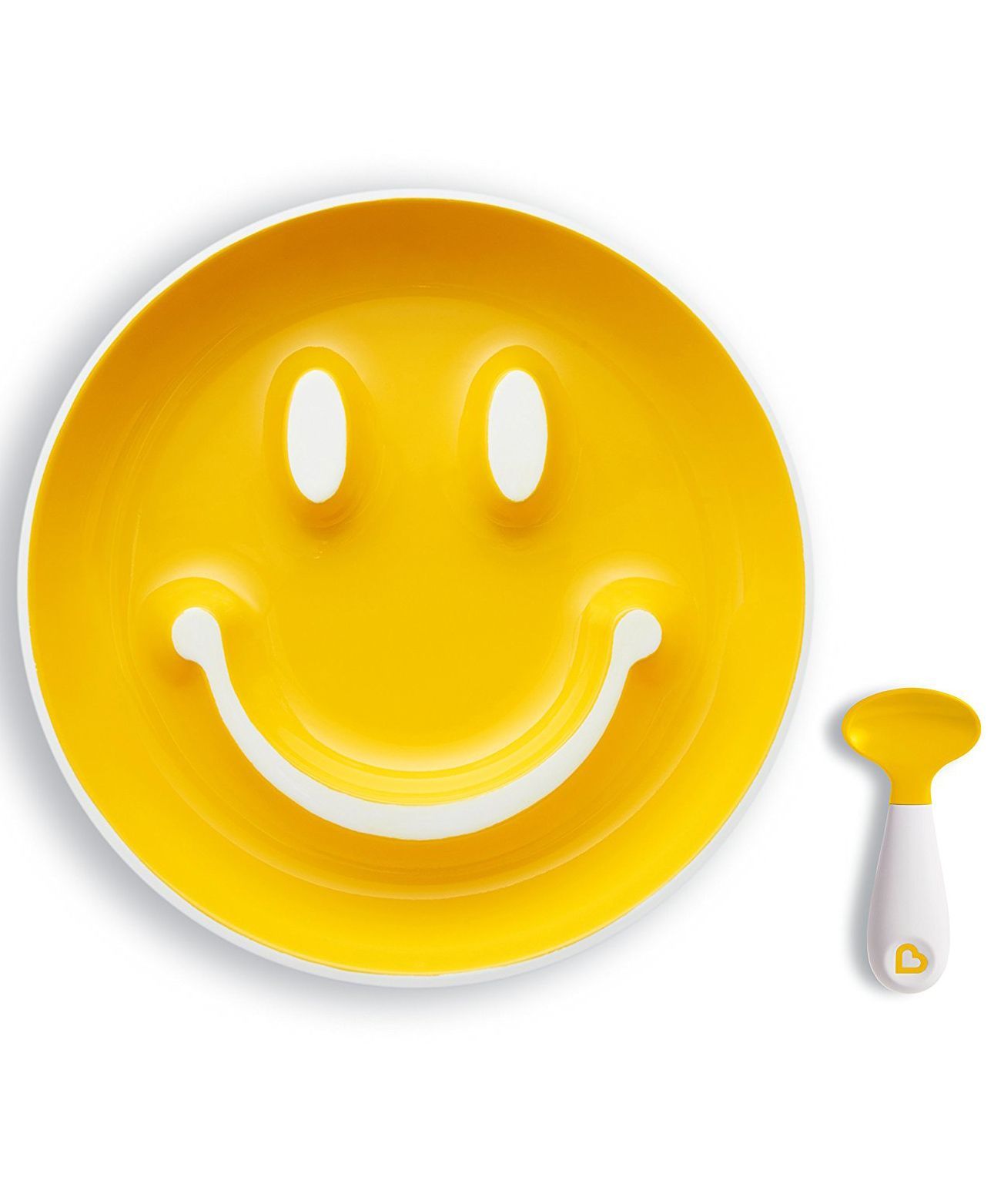 Munchkin Smile & Scoop Suction Plate With Trainer Spoon Set - Yellow