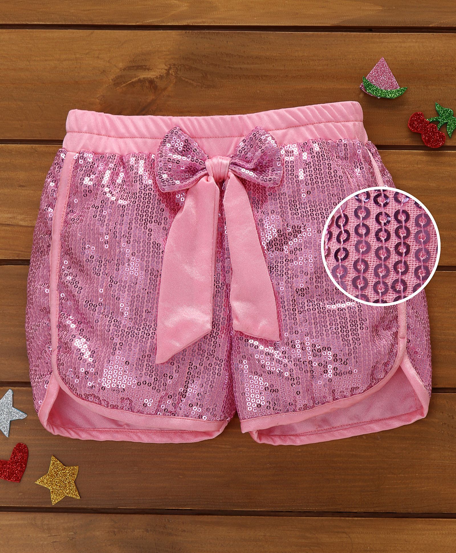 Murphy Mouse Sequined Shorts - Baby Pink