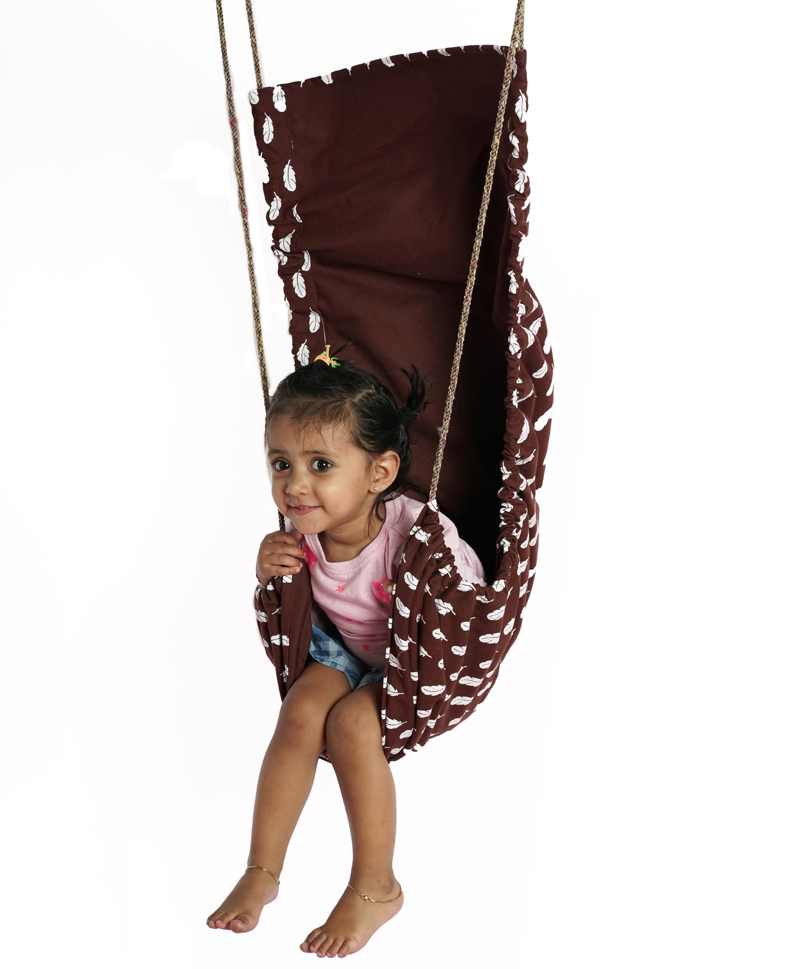 CuddlyCoo Cotton Canvas Hammock Swing Feather Print