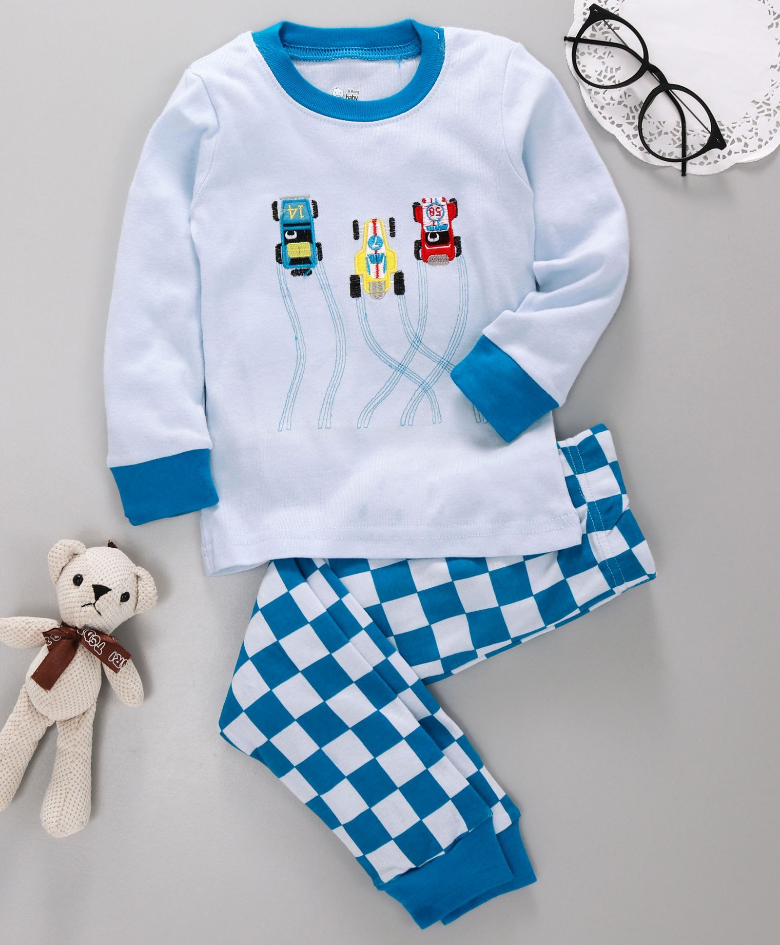 Jumpin Jammies Cars Print Night Wear - Blue
