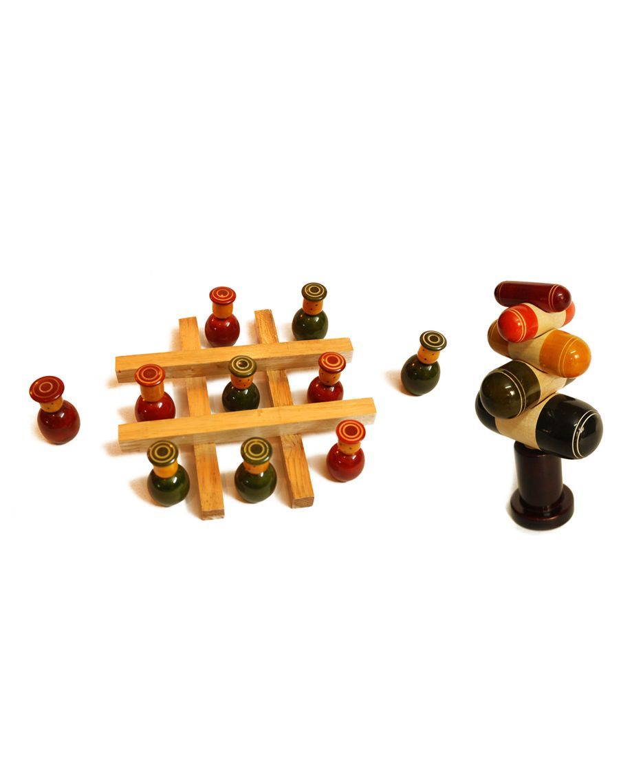 Aatike Wooden Tic Tac Toe & Tree Stacker