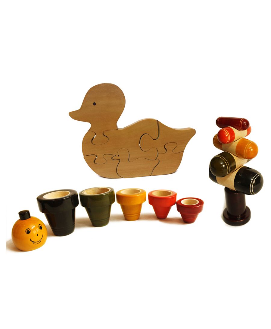 Aatike Wooden Tree Stacker Jackpot & Duck Puzzle - Multi Colour