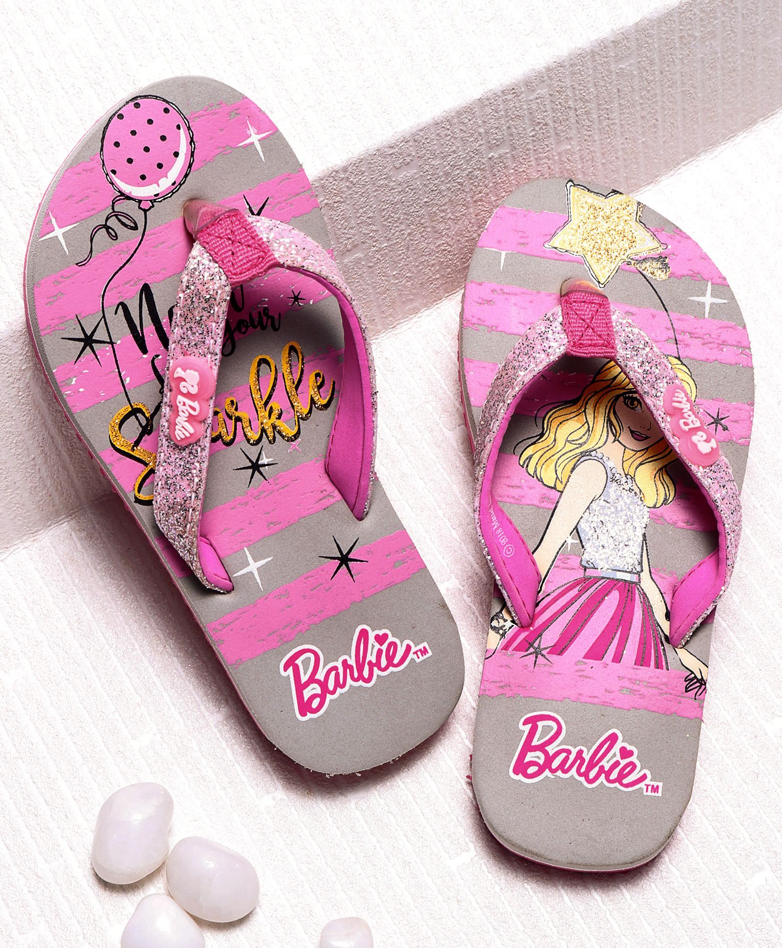 Barbie Flip Flops - Pink \u0026 Grey- Buy 