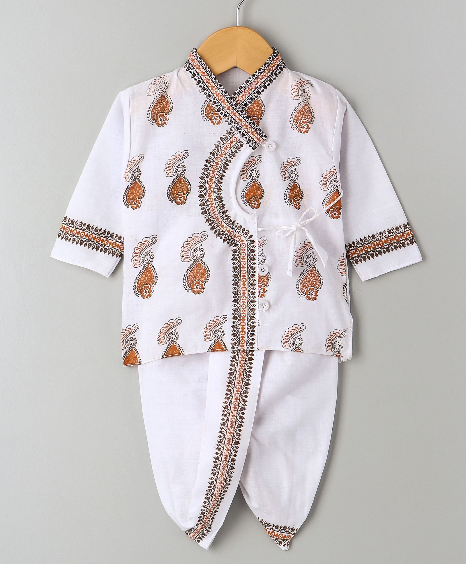 Little Palz Printed Kurta & Dhoti Set - White