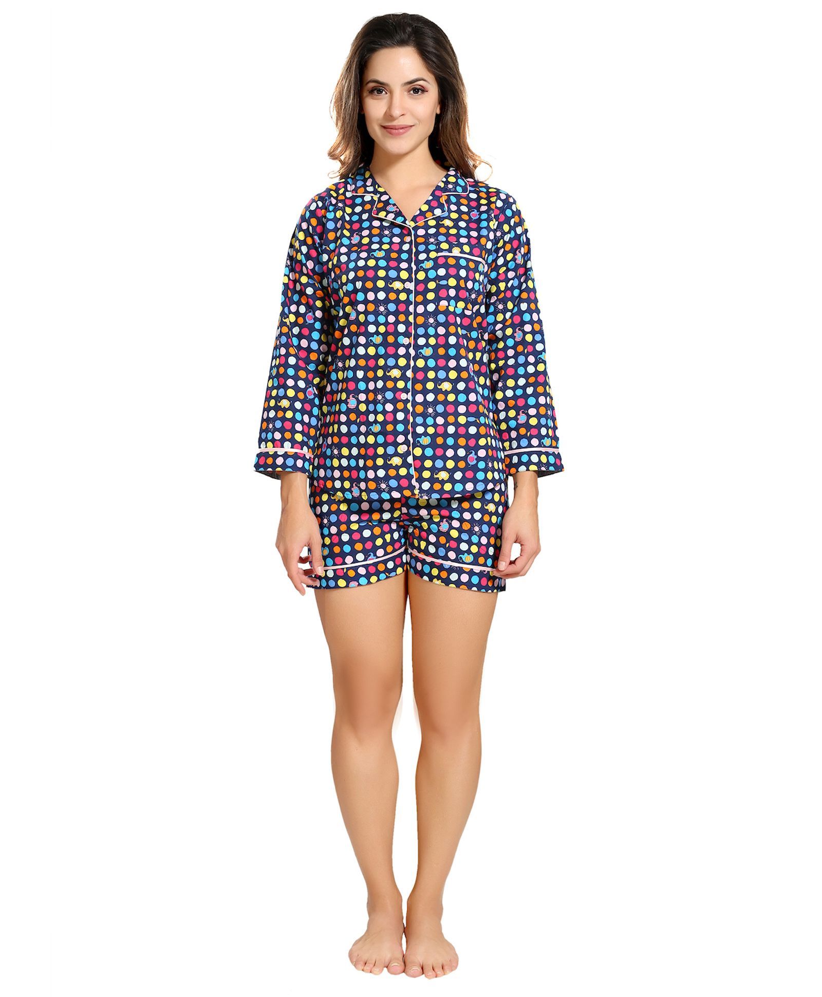 Piu Maternity Full Sleeves Sleep Wear Polka Dot Print