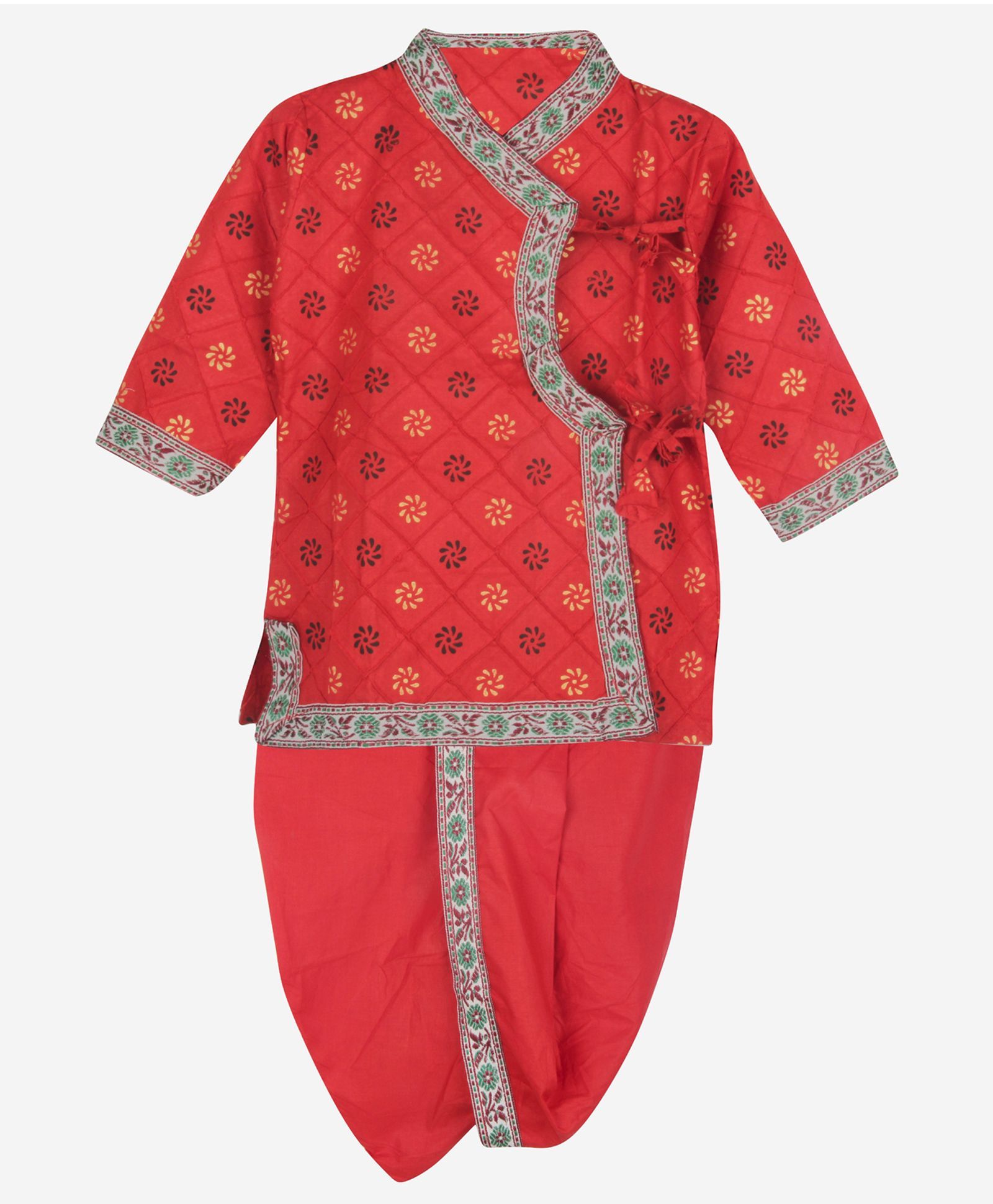 Bownbee Printed Dhoti Kurta Set - Red