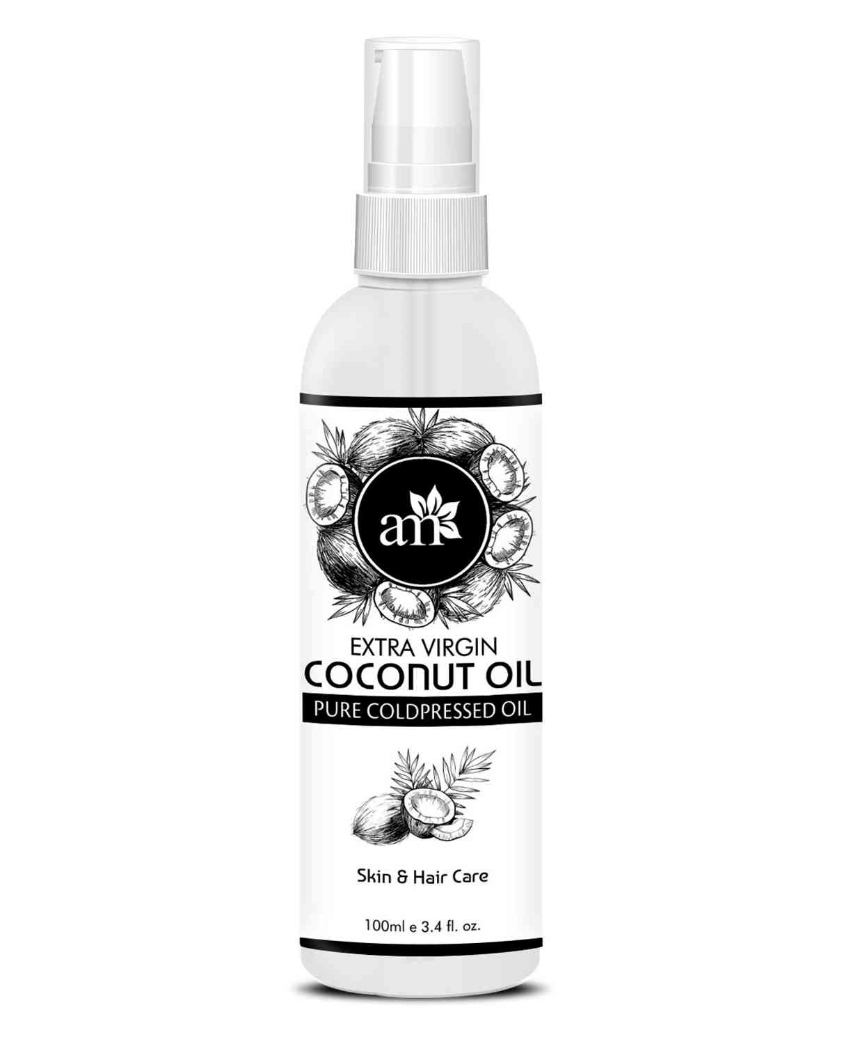 AromaMusk Organic Pure Cold Pressed Extra Virgin Coconut Oil For Hair And Skin - 100 ml