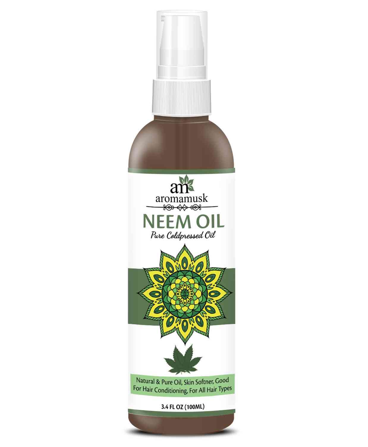 AromaMusk Organic Pure Cold Pressed Neem Oil - 100 ml