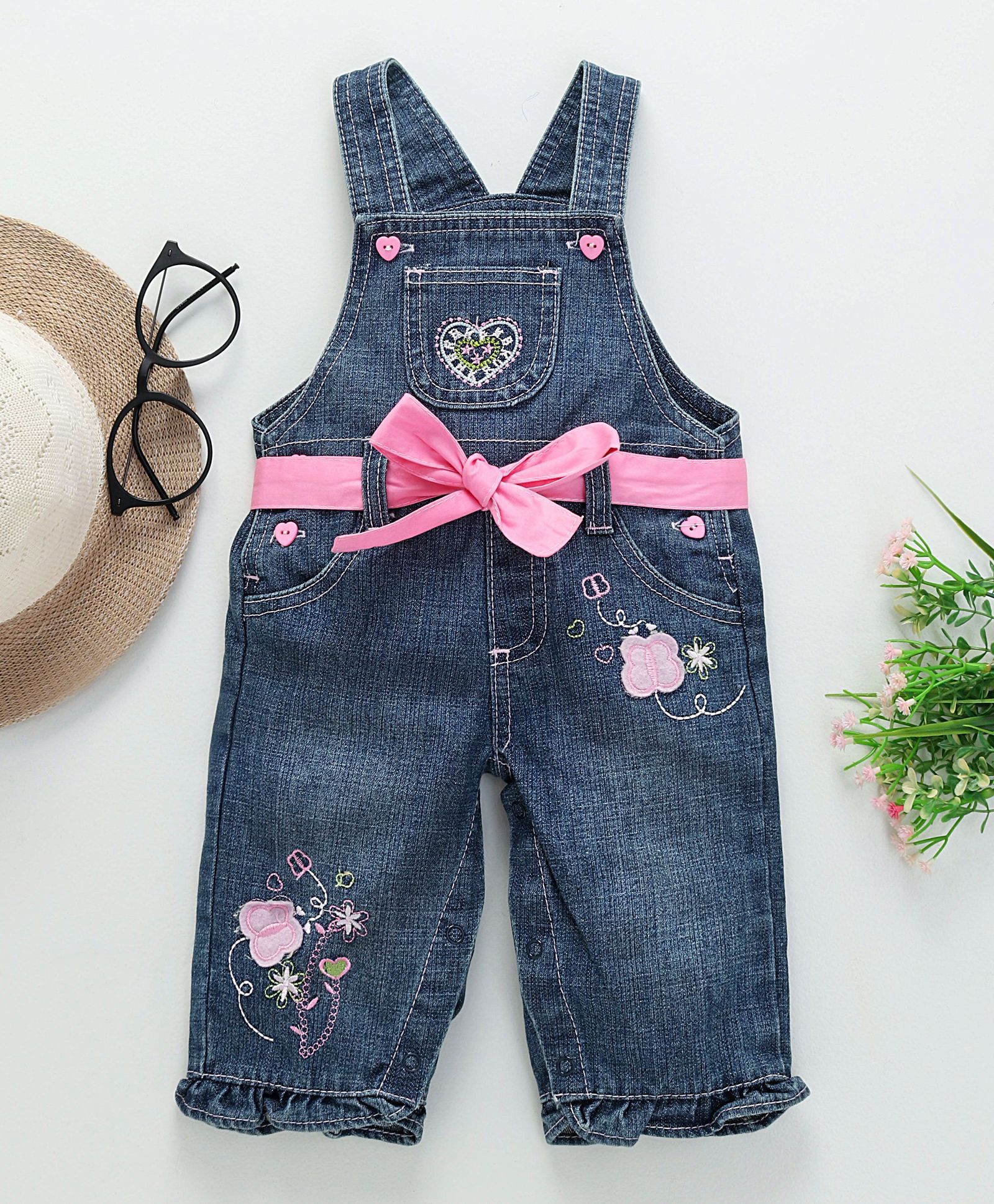 Baby Pep Butterfly Patch Sleeveless Dungaree