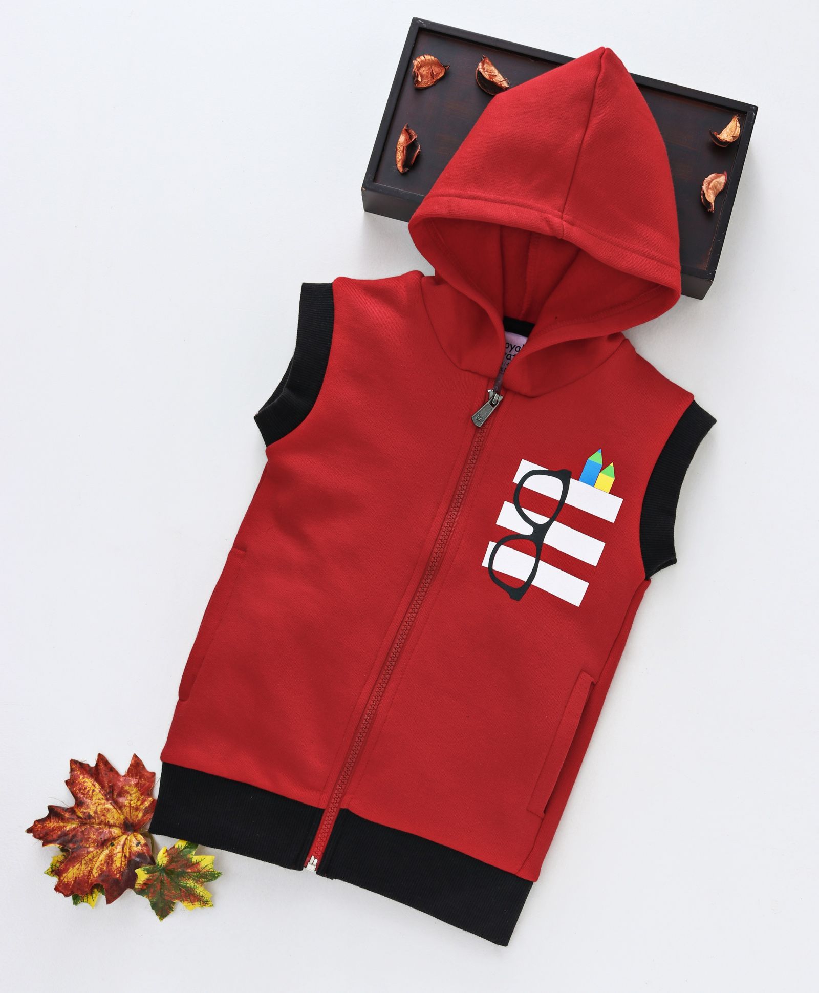 Royal Brats Sleeveless Hooded Jacket - Red