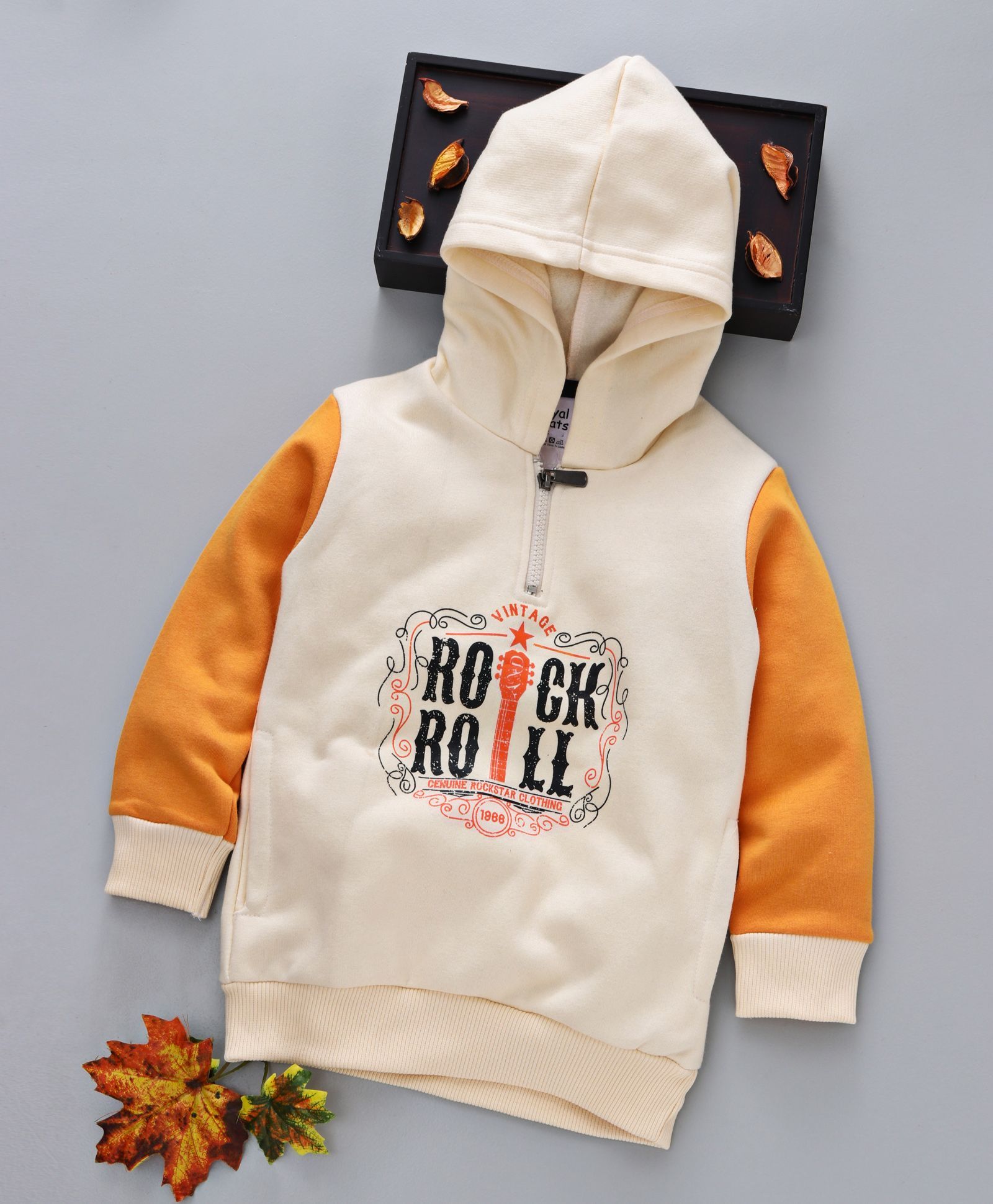 Royal Brats Rock And Roll Printed Hoodie - Cream