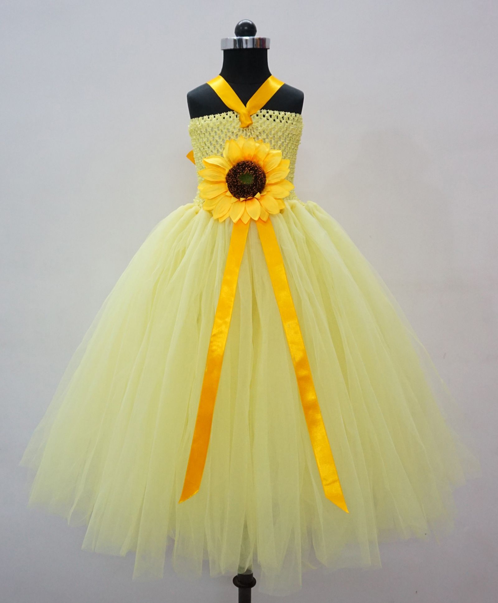 Indian Tutu Sunflower Applique Sleeveless Dress