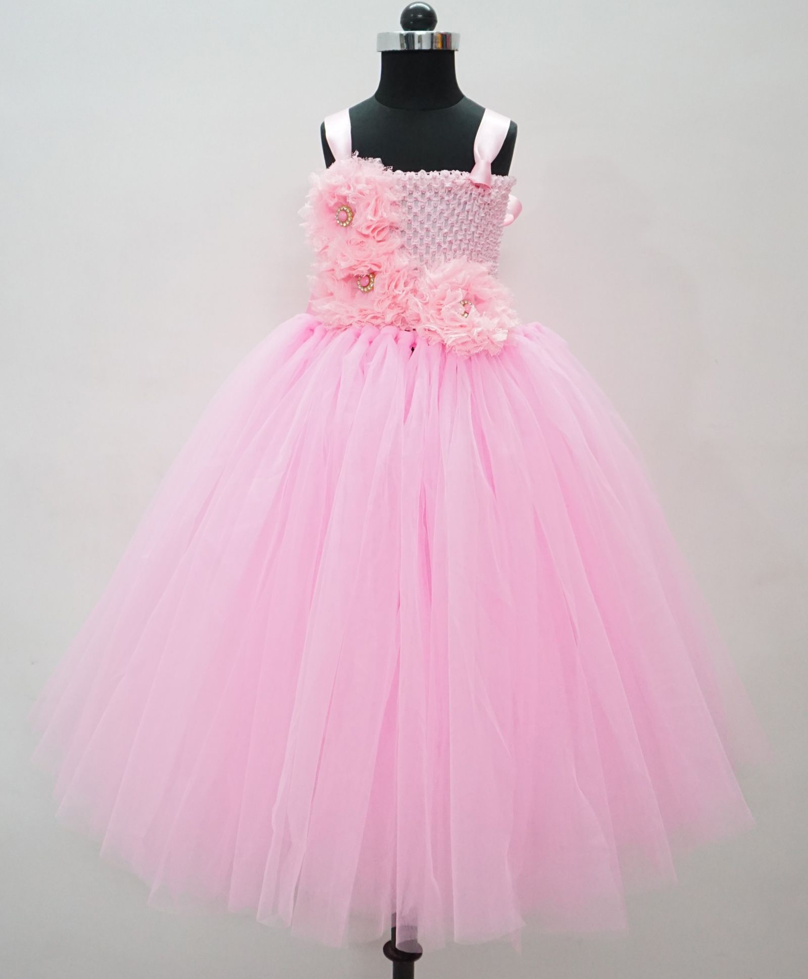 Indian Tutu Singlet Neck Flower Embellished Dress