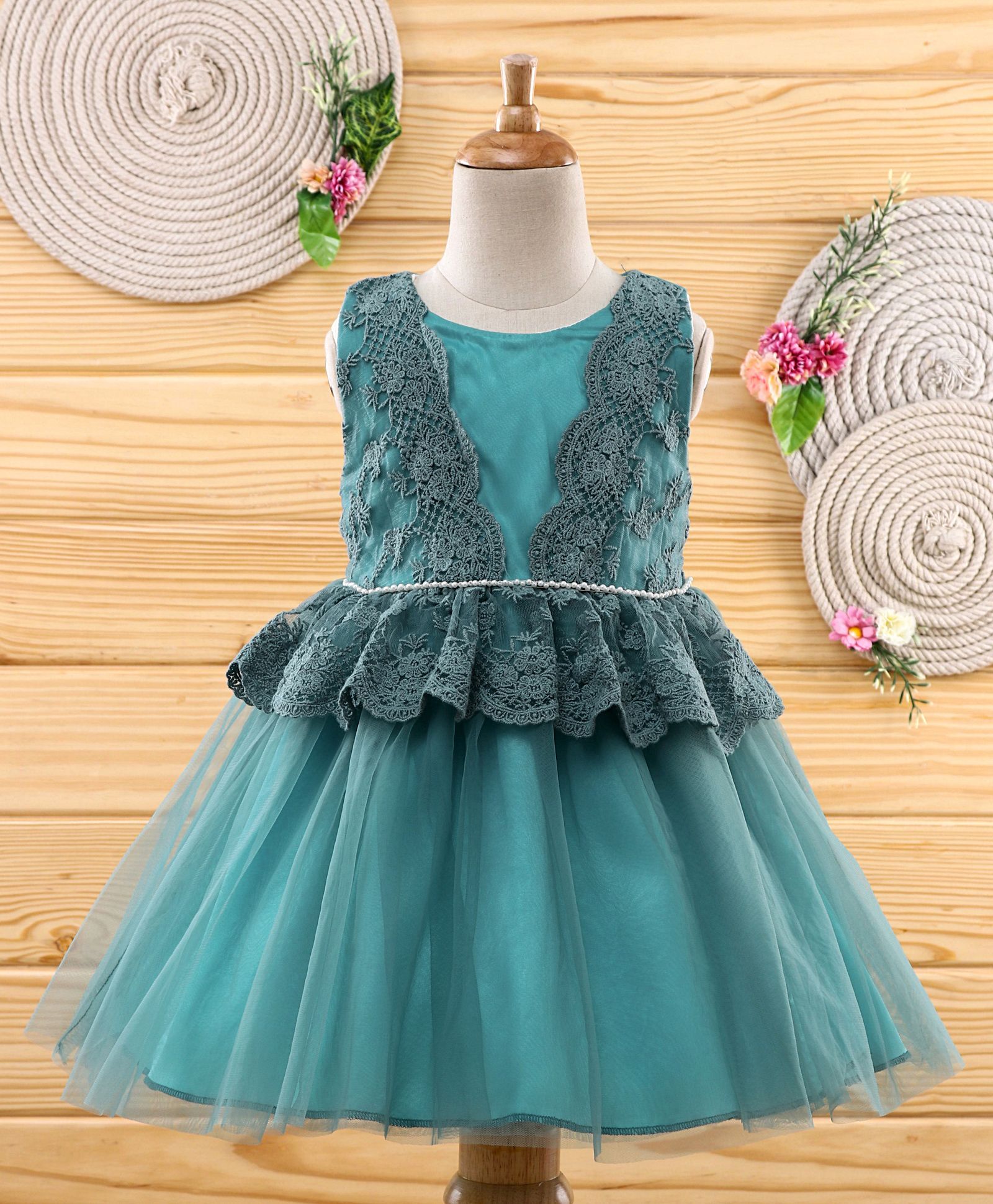 Amigo 7 Seven Pearls Embellished Sleeveless Dress - Blue