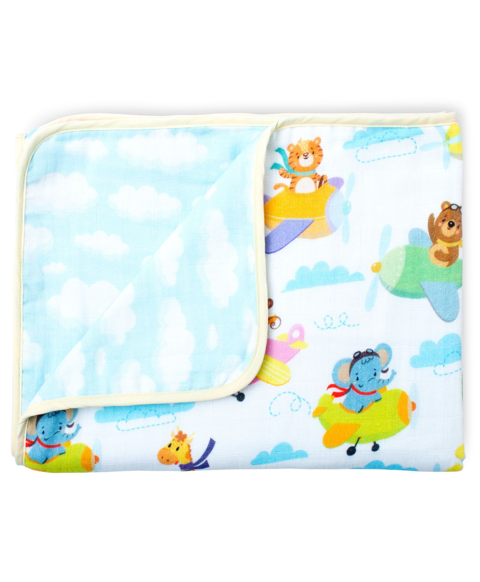 Fancy Fluff Muslin Blanket Animals Design