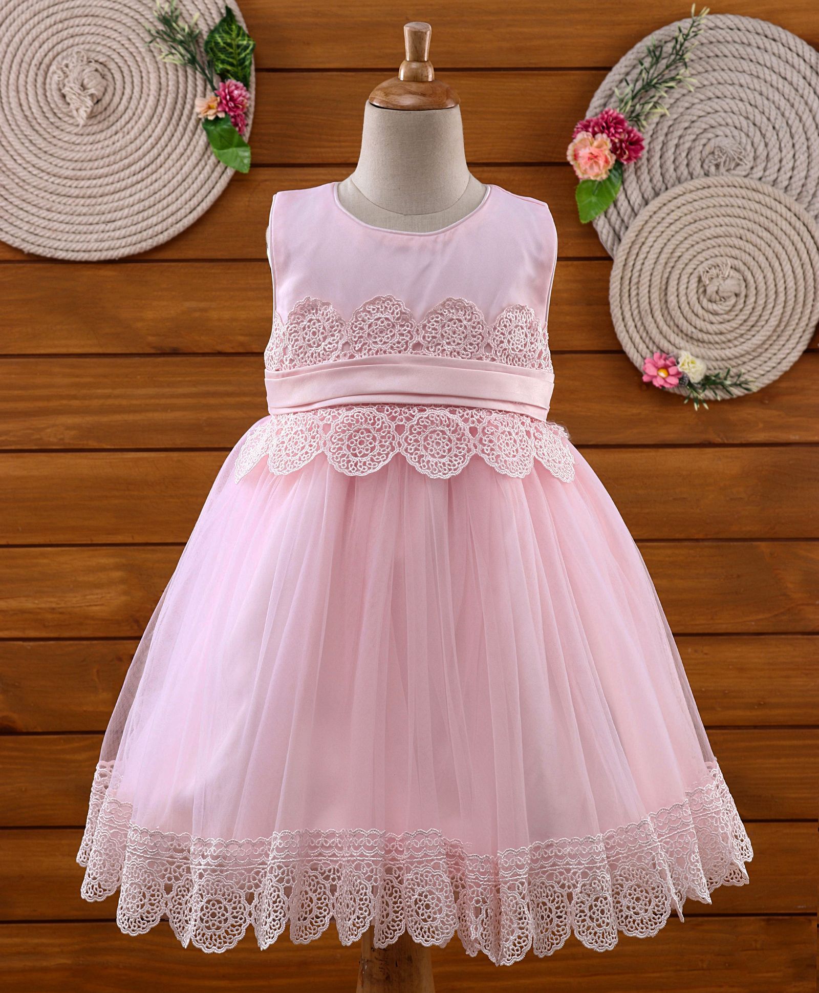 Amigo 7 Seven Lace Work Sleeveless Dress - Pink