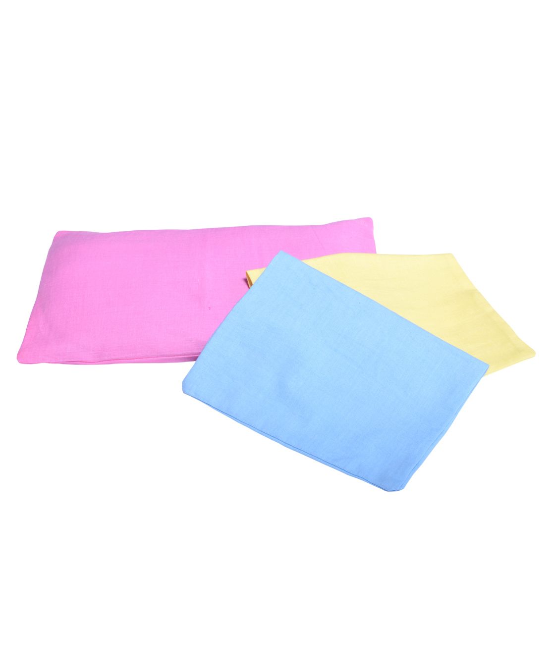 MK Handicraft Pillow & Pillow Cover Set With Fresh Mustard Seeds Filling Pack of 3 - Blue Yellow & Pink