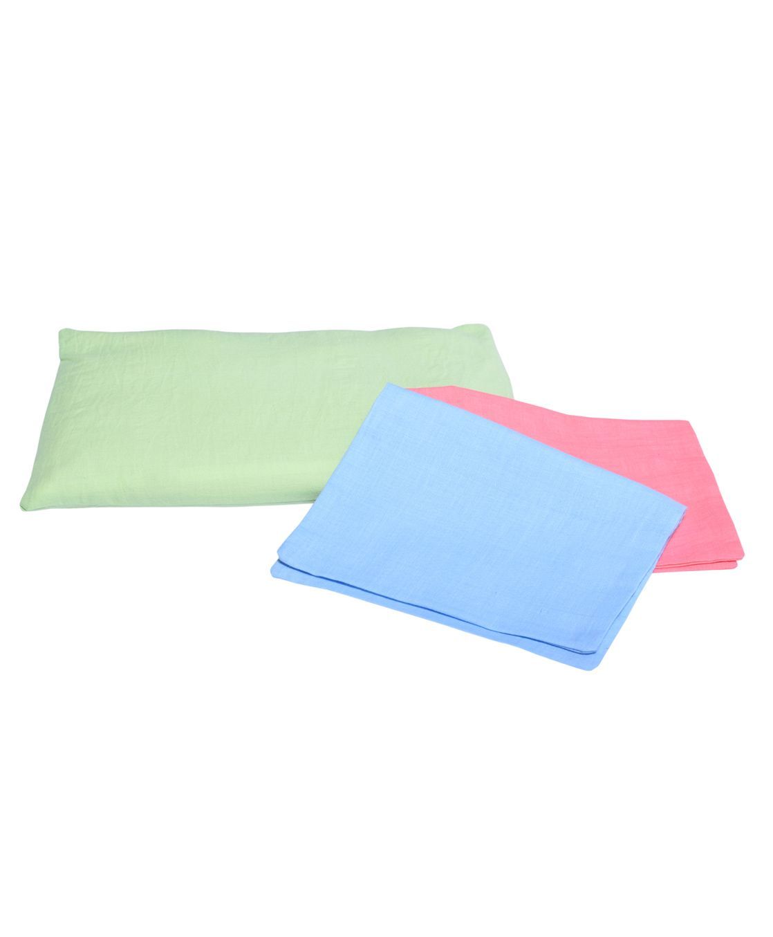 MK Handicraft Pillow & Pillow Cover Set With Fresh Mustard Seeds Filling Pack of 3 - Blue Yellow & Pink