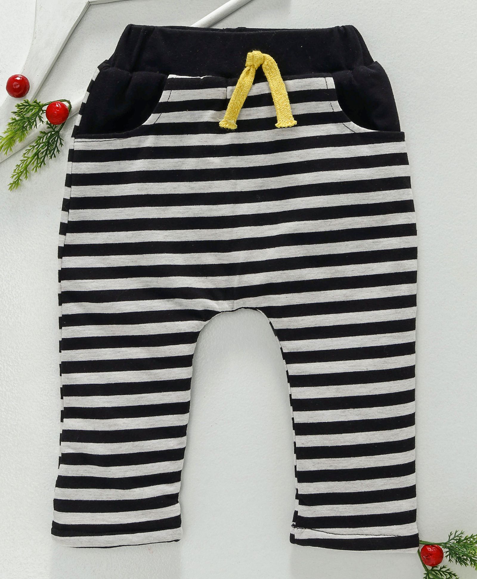 Mabaojd Striped Full Length Bottom - Black