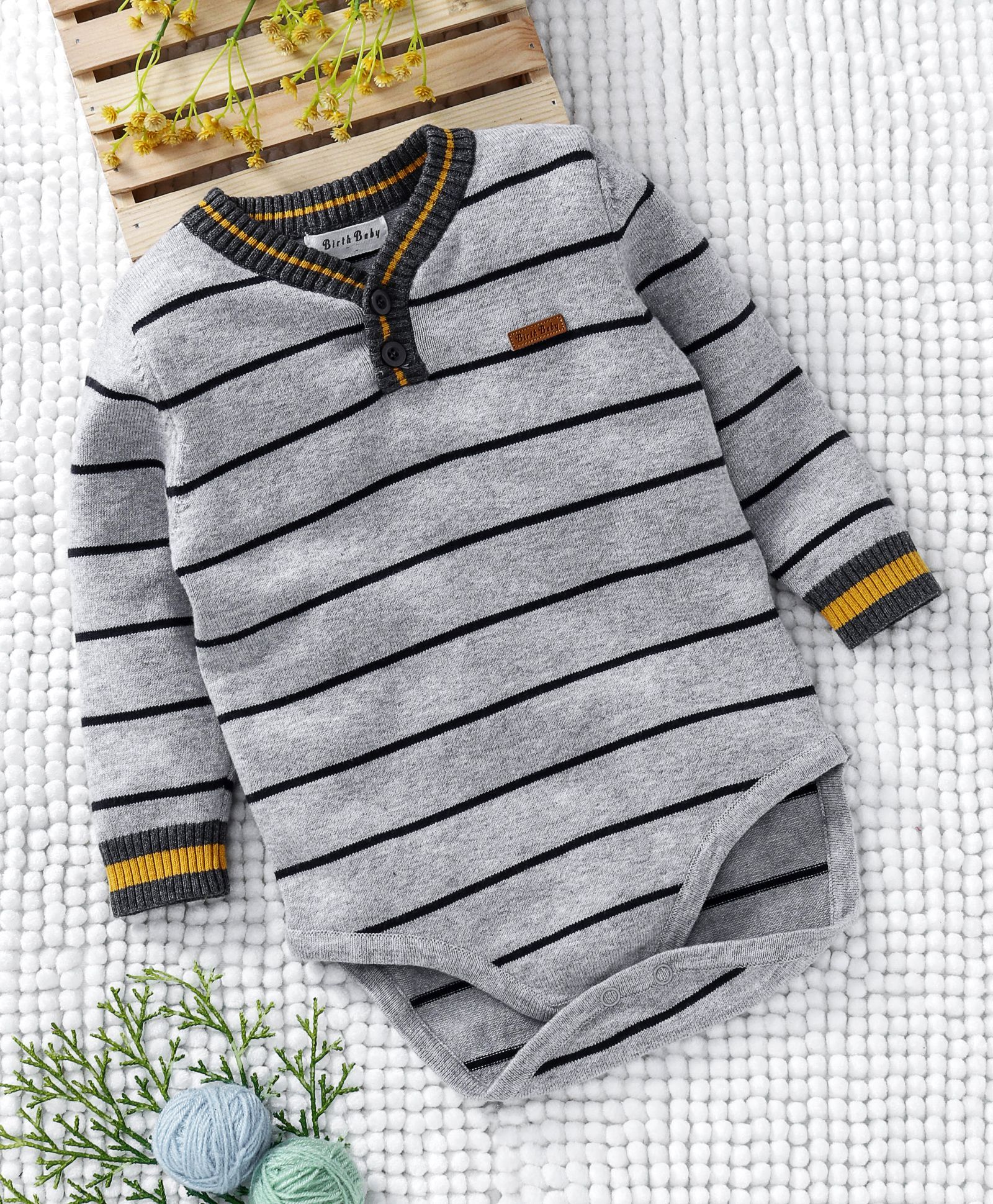 Birth Baby Winter Wear Striped Onesie