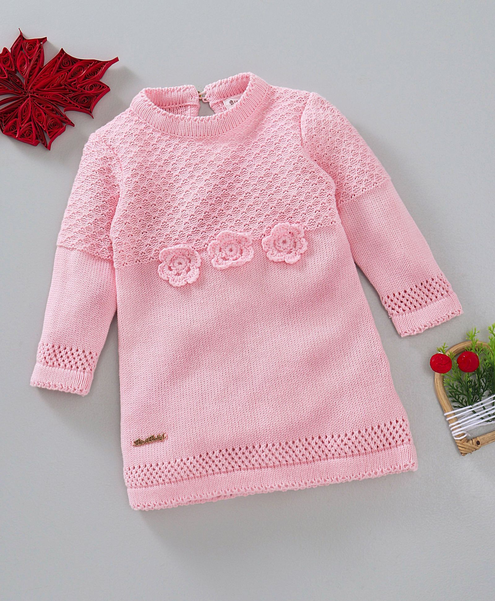 Birth Baby Flower Theme Full Sleeves Dress