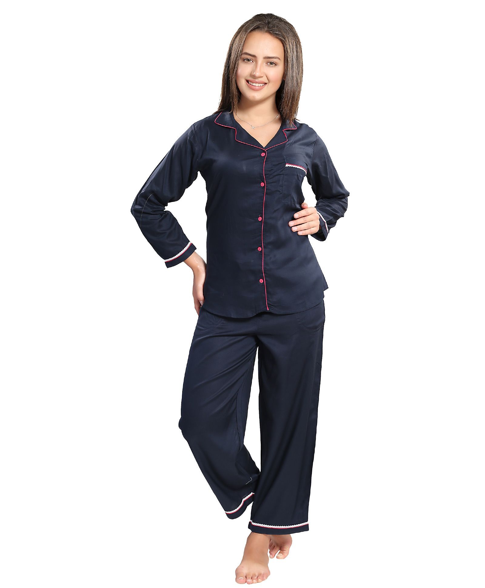 Piu Front Open Navy Sleepwear