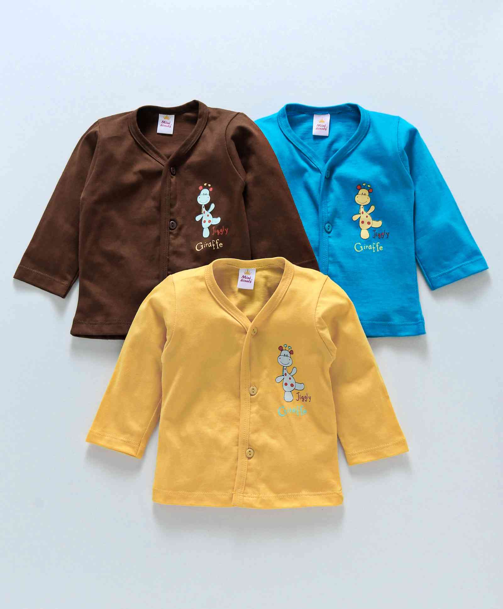 Mini Donuts Full Sleeves Vests Giraffe Print Set of 3