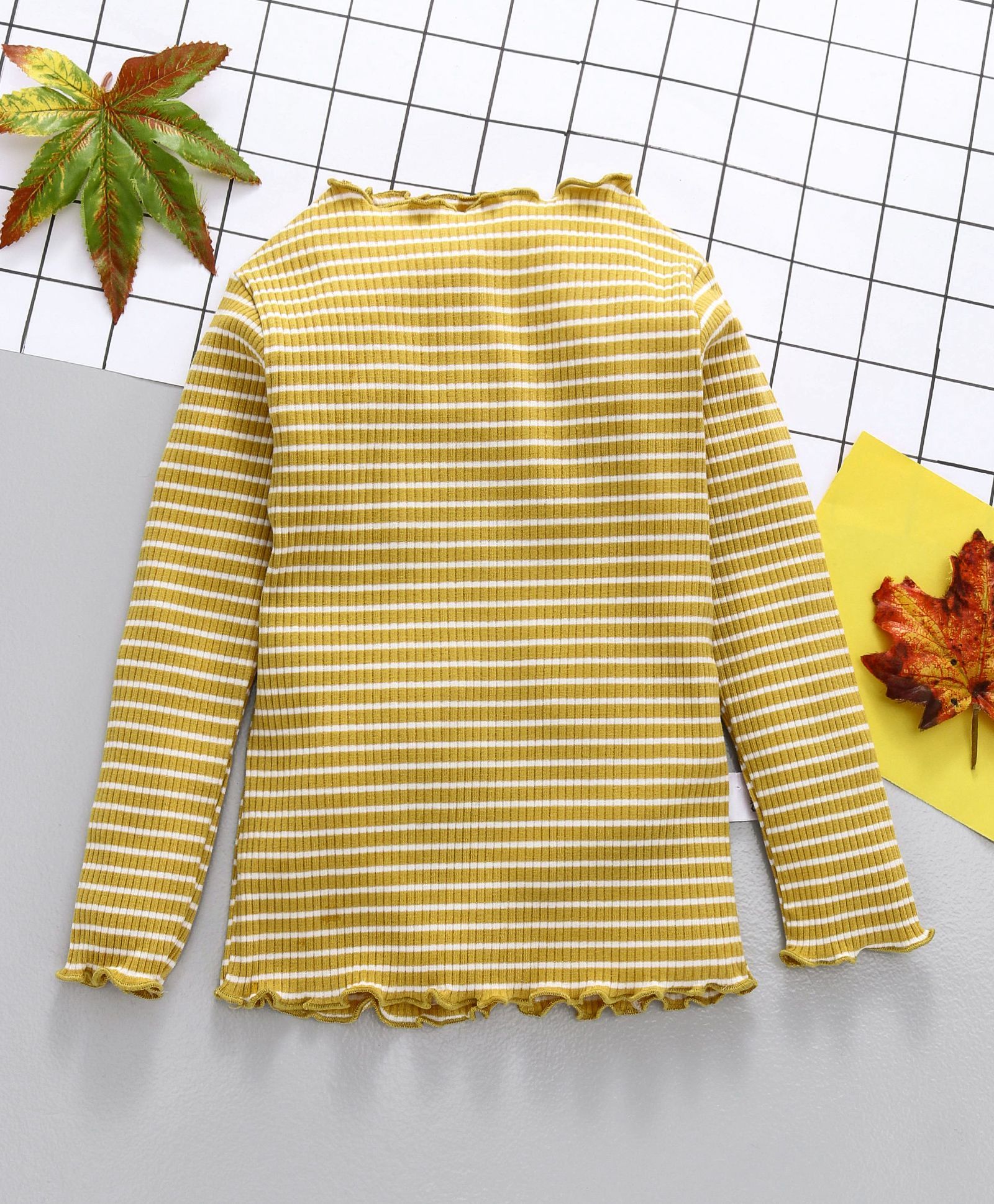 Yiyi Garden Striped Full Sleeves Top - Mustard