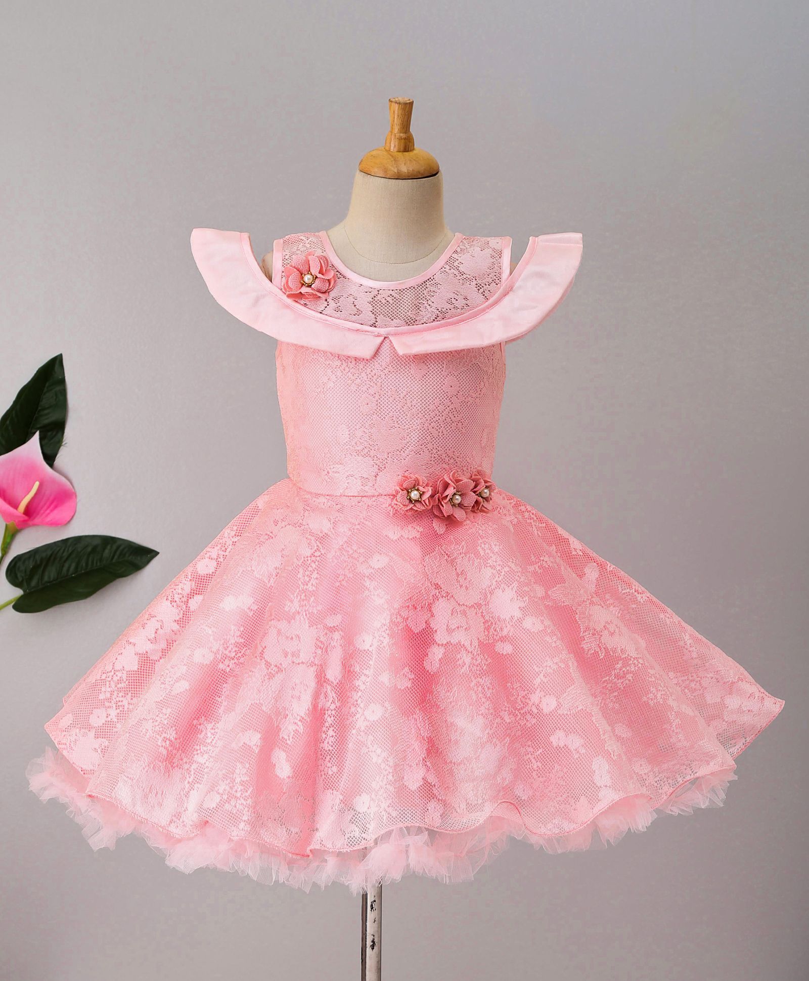 Enfance Flower Embellished Cold Shoulder Dress