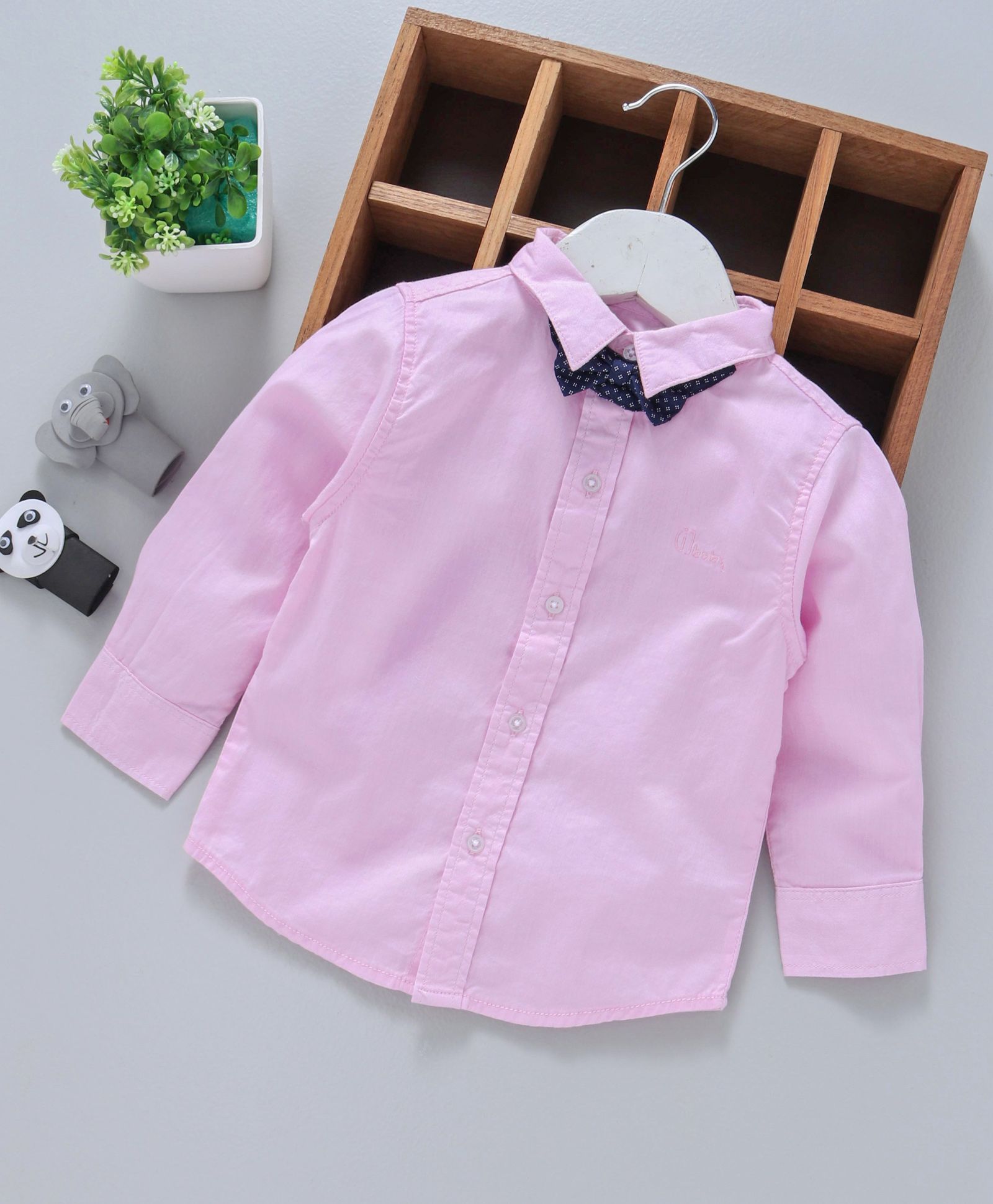 GJ Baby Full Sleeves Solid Shirt With Bow