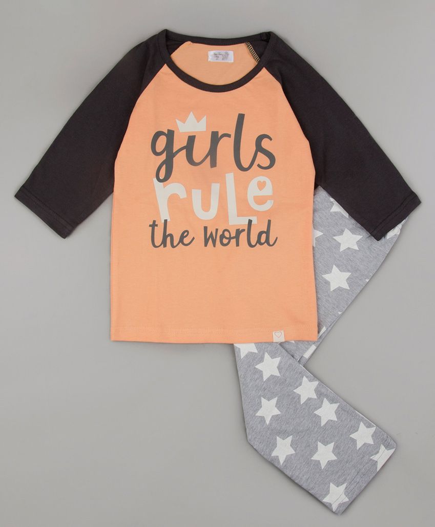 Sheer Love Long Sleeves Printed Tee & Bottom Night Suit