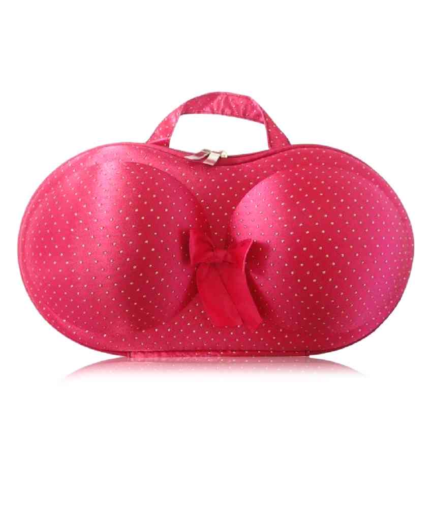 Home Union Lingerie Storage Case With Handle Bow Applique - Pink