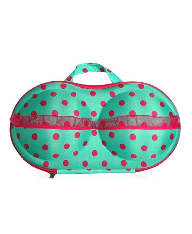 Home Union Lingerie Storage Case With Handle Polka Dot Print - Dark Green