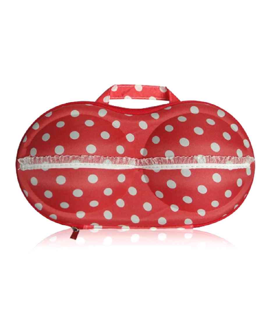 Home Union Lingerie Storage Case With Handle Polka Dot Print - Red
