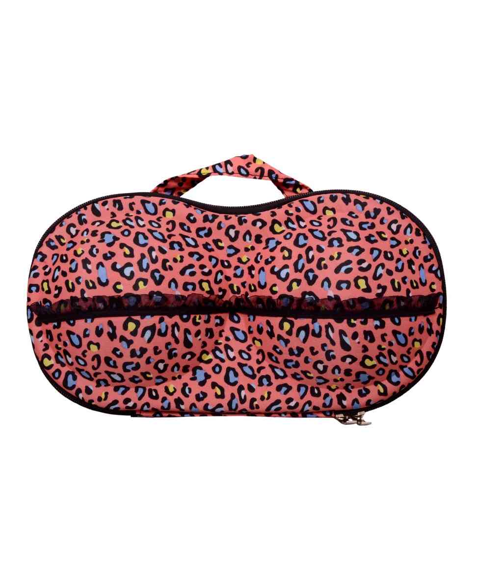 Home Union Lingerie Storage Case With Handle Animal Print - Peach