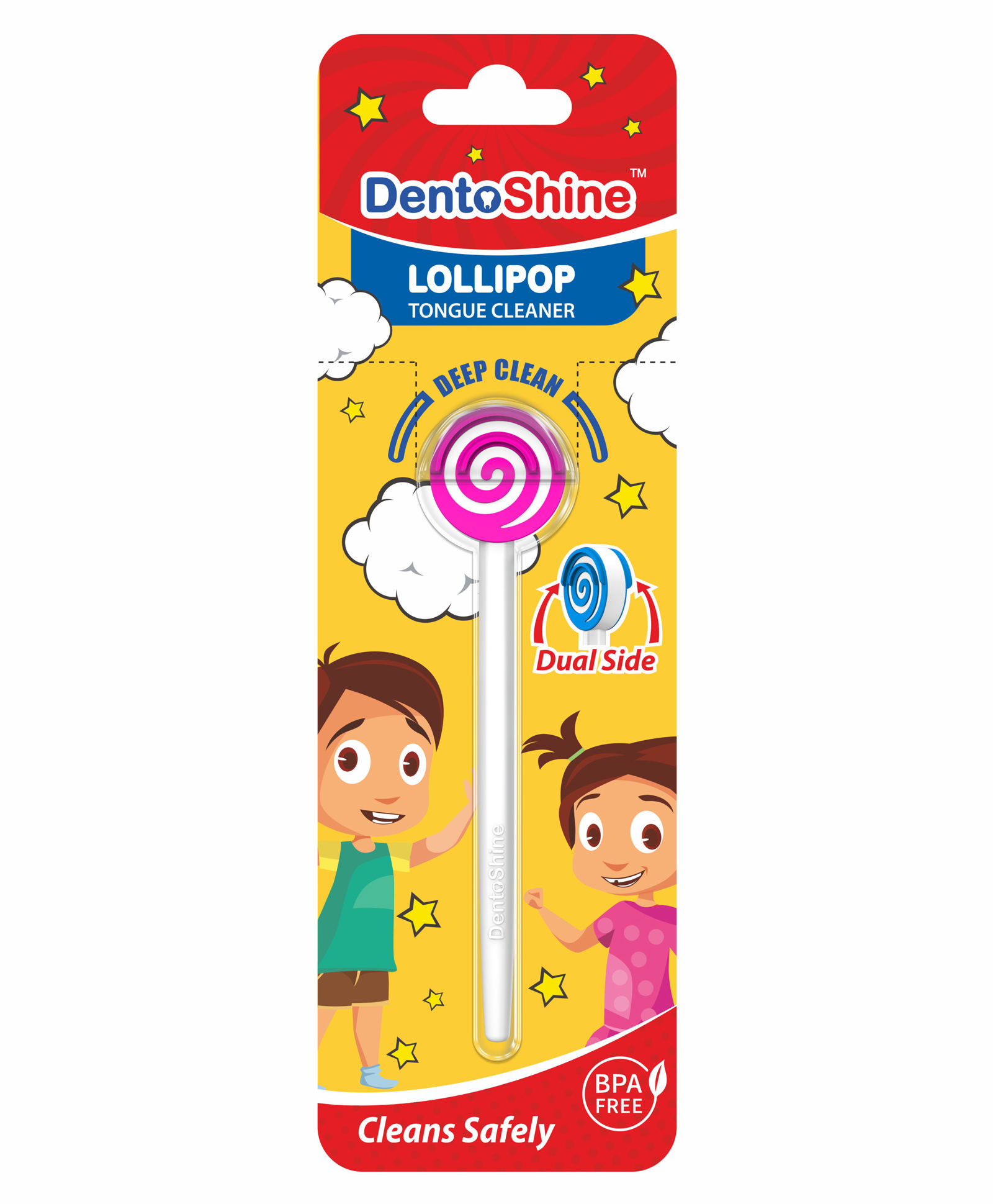 DentoShine Doraemon Lollipop Tongue Cleaner - Pink