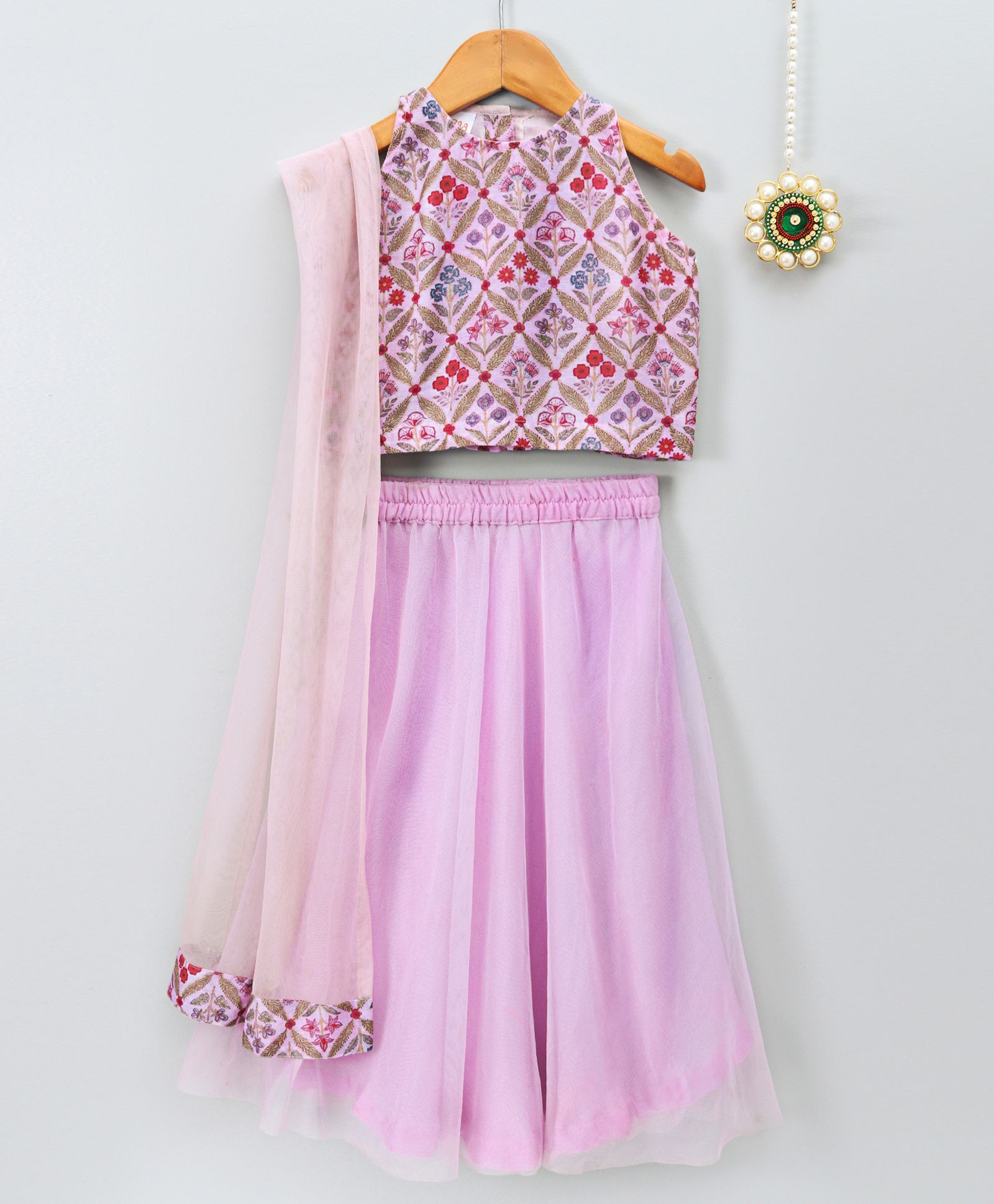 Amairaa Printed Choli & Lehenga Set With Dupatta - Purple