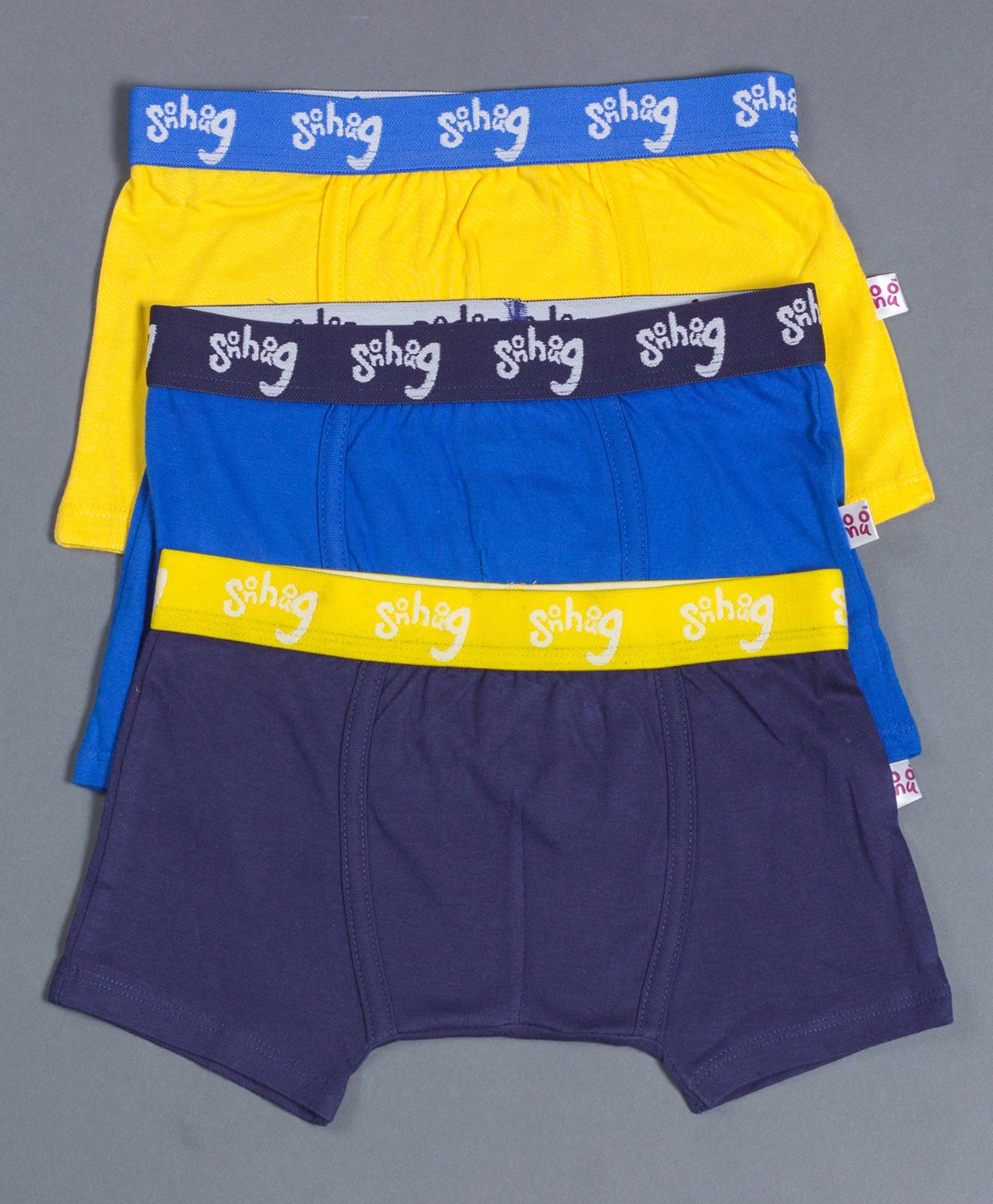 Snhug Set Of Solid Boxer Briefs - Yellow & Blue